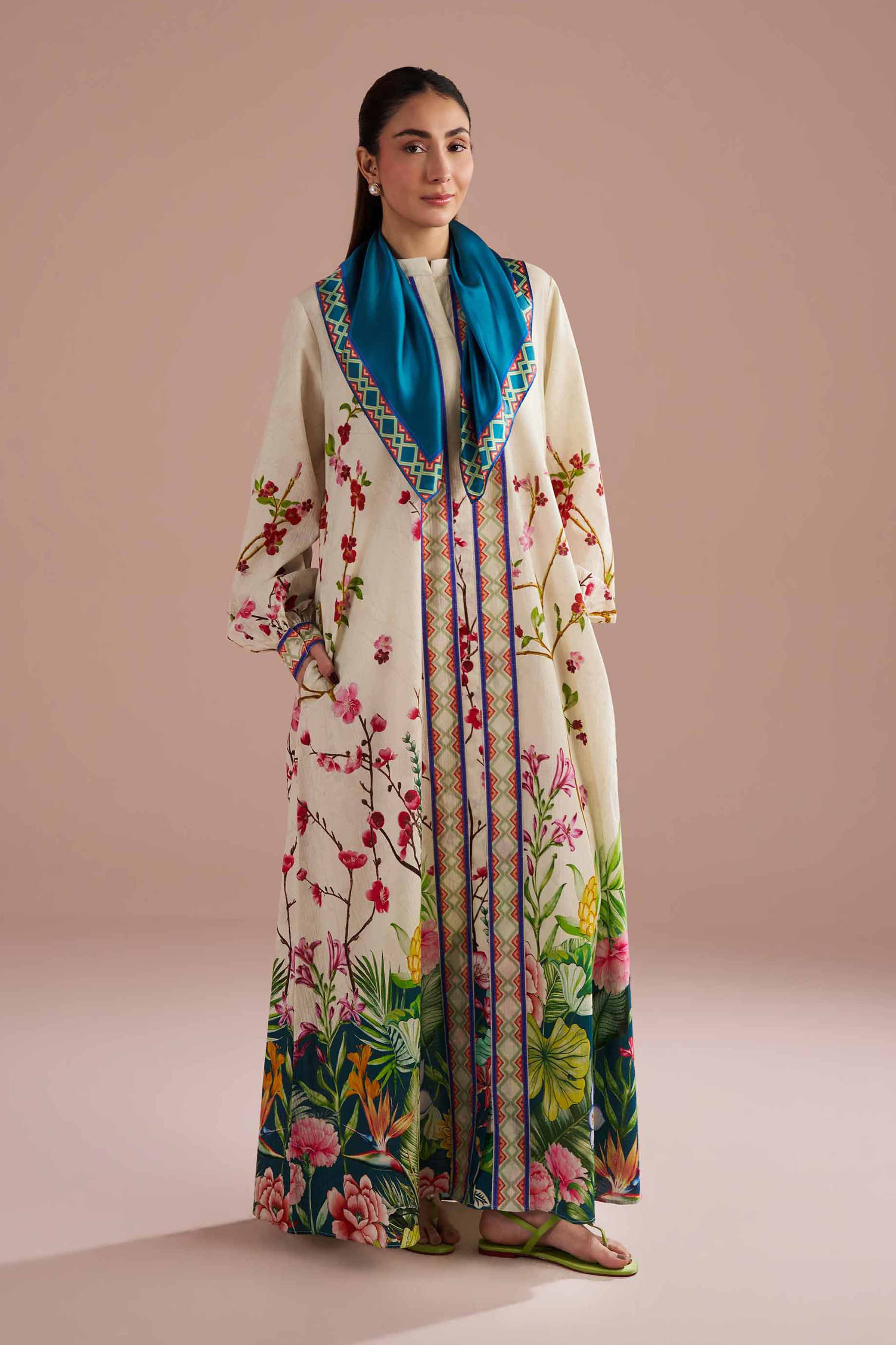 2 Piece - Printed Suit - FE26-25 Off White Seer Sucker 2PC Printed READY TO WEAR