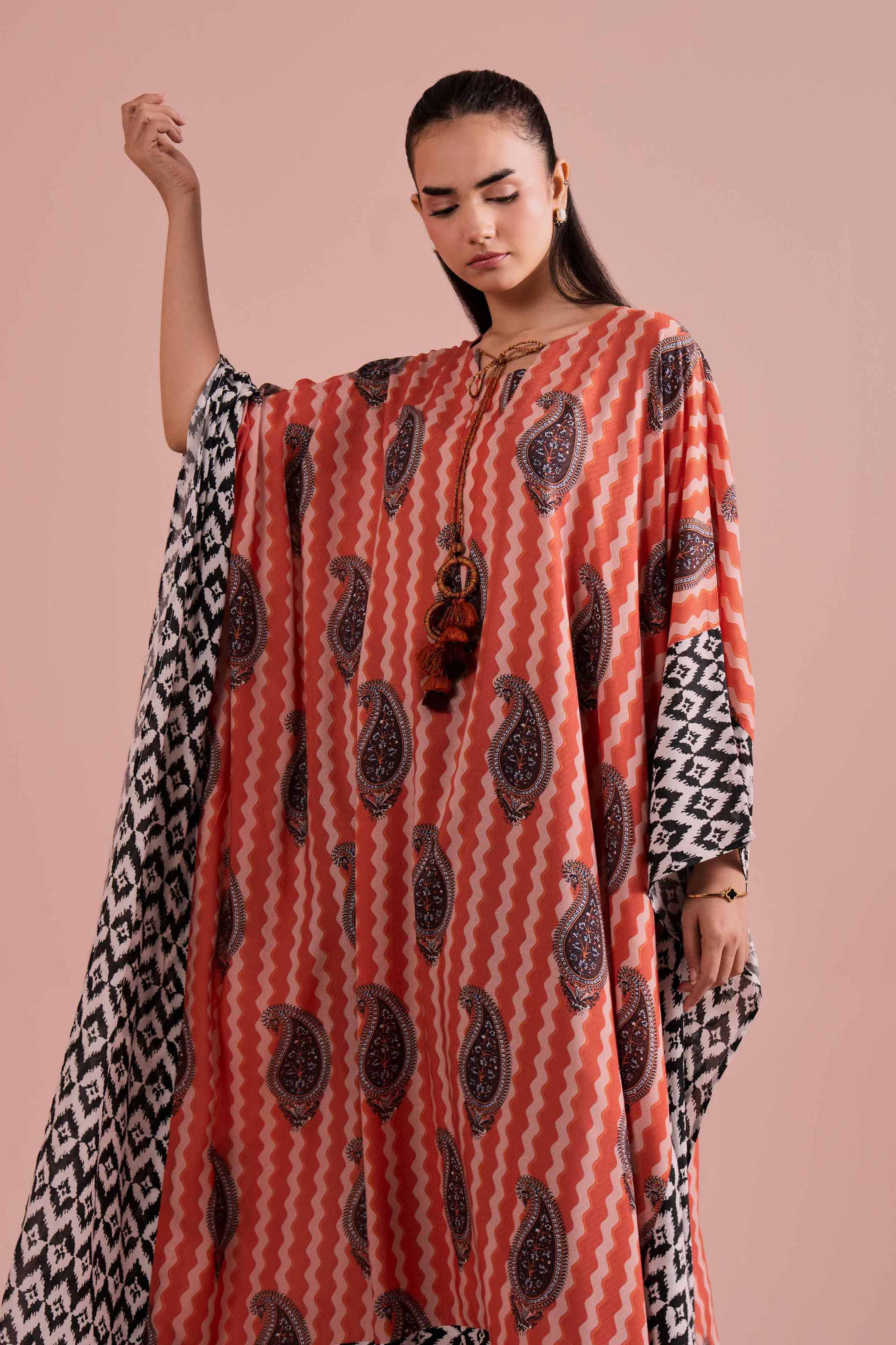 Printed Kaftan - FE26-33 NishatUAE Multi Dobby 1PC Printed Ready To Wear