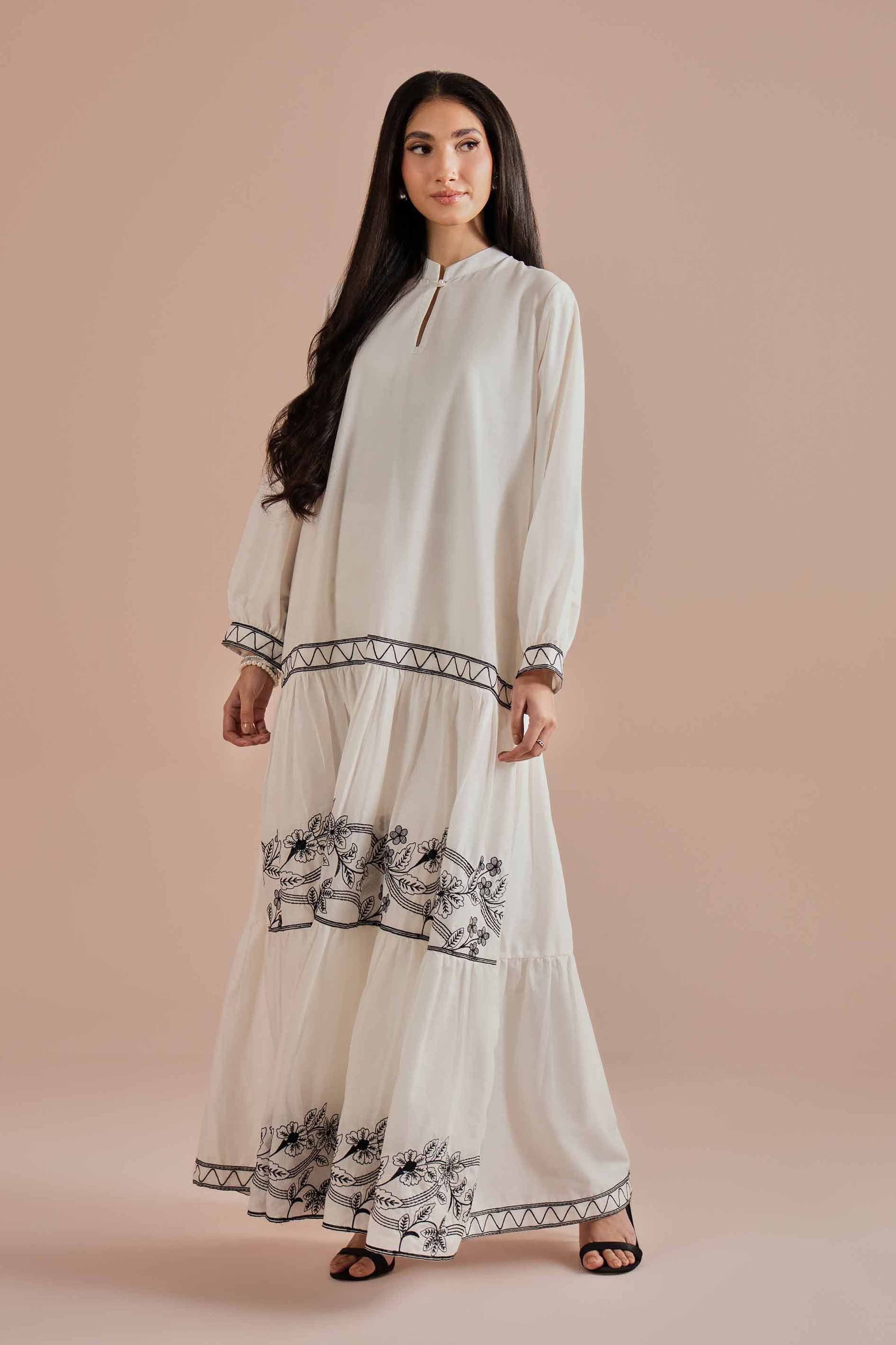 Embroidered Dress - FE26-35 White Cambric 1PC Embroidered READY TO WEAR