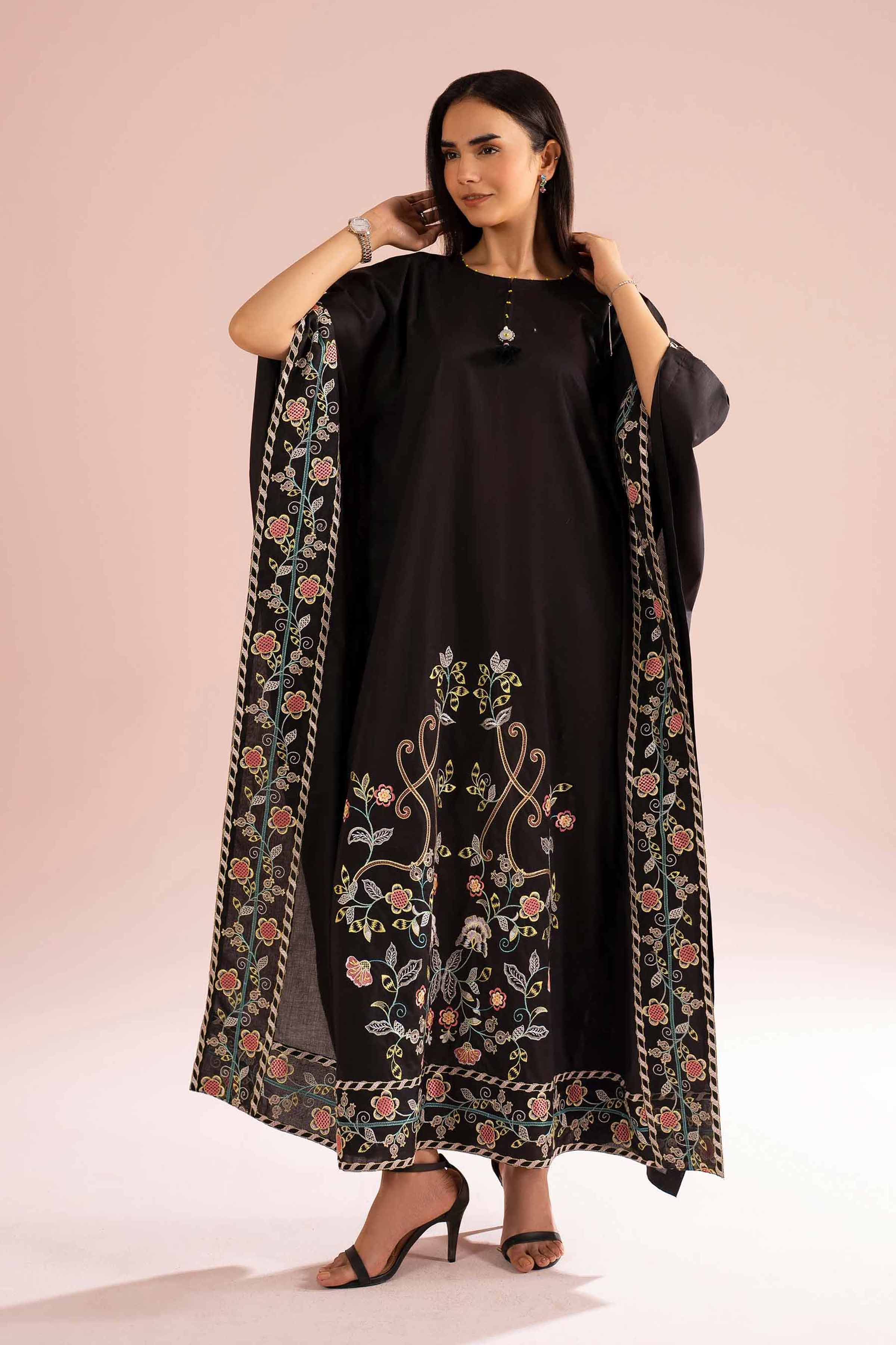 Embroidered Kaftan - FE26-36 Black Cambric 1PC Embroidered