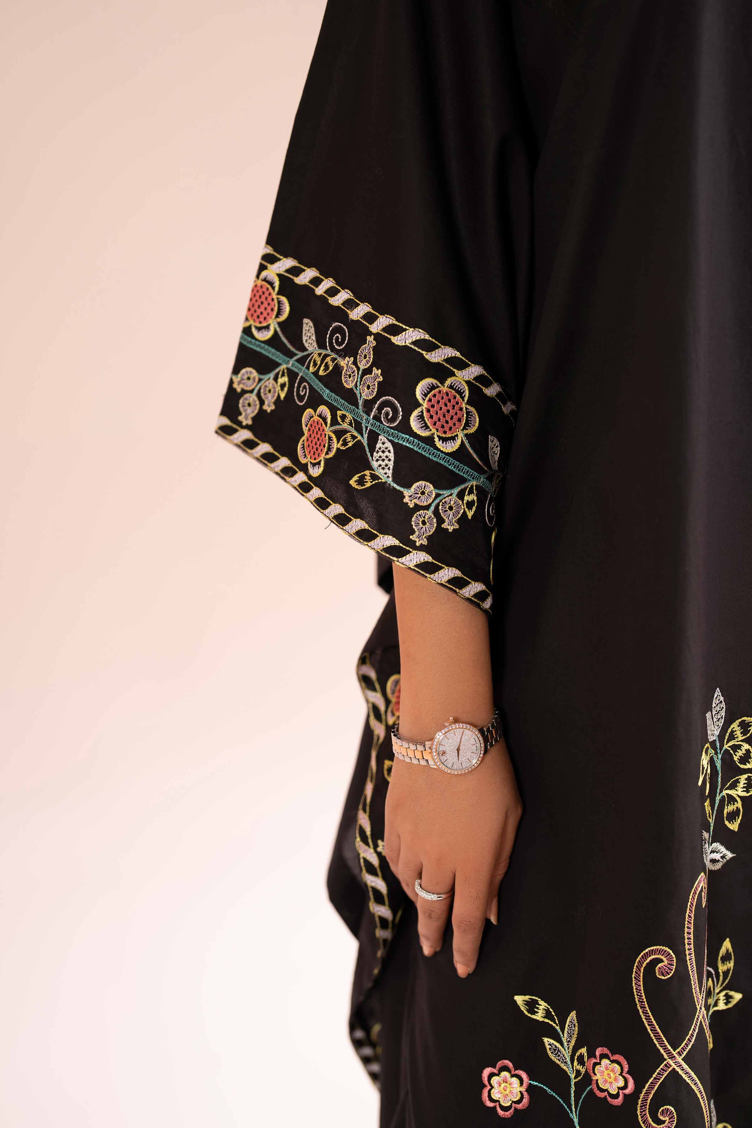 Embroidered Kaftan - FE26-36 Black Cambric 1PC Embroidered