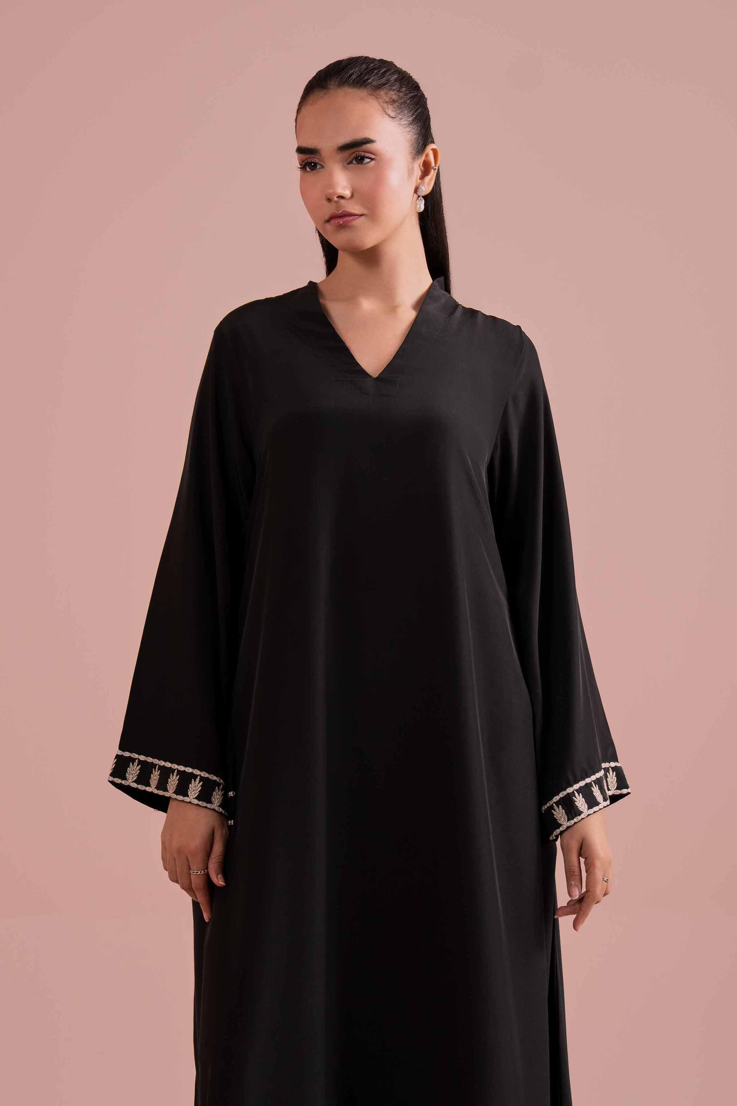 Embroidered Dress - FE26-38 Black Fine Creap 1PC Embroidered READY TO WEAR