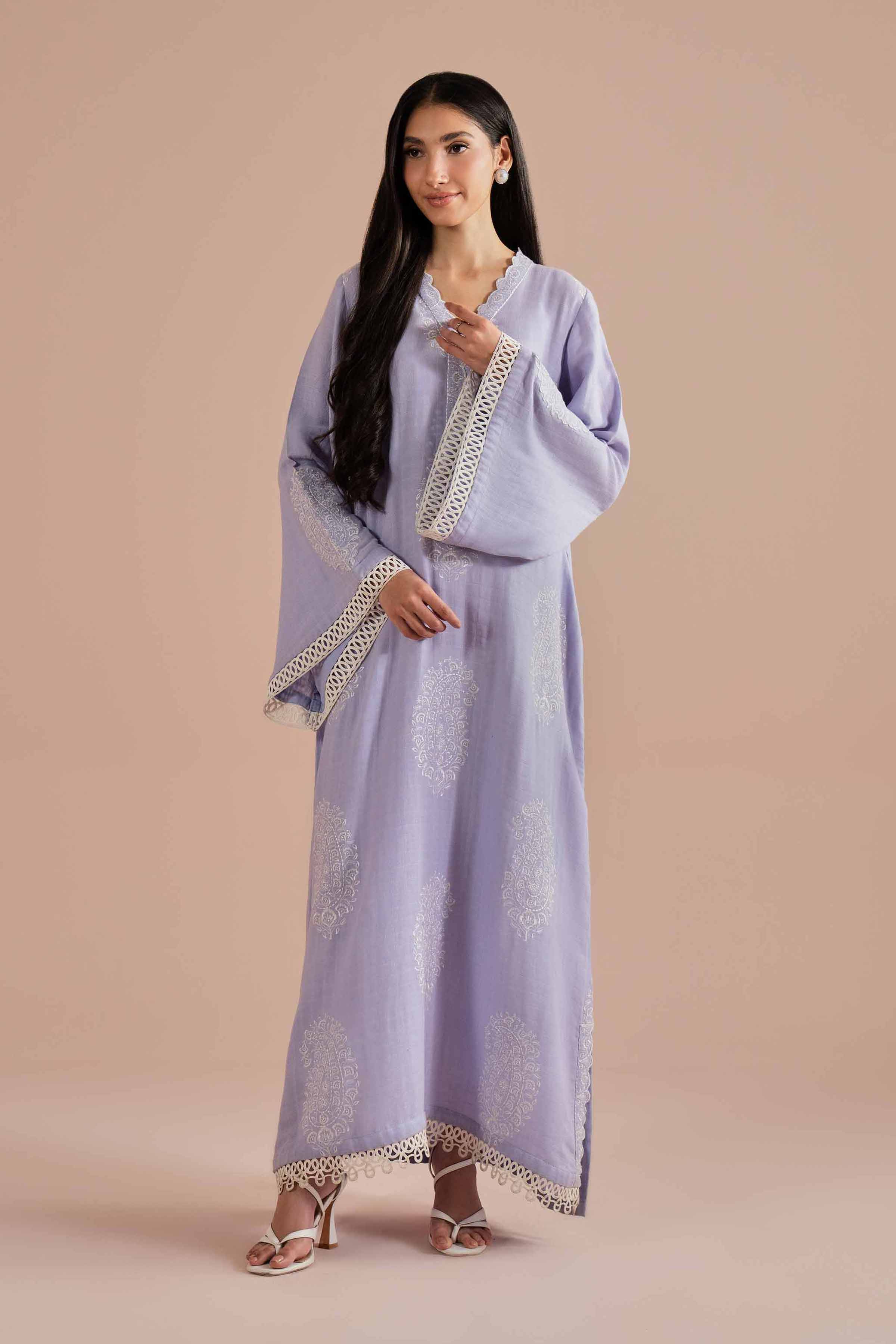 Embroidered Shirt - FE26-40 Ready To Wear Purple Dobby 1PC Embroidered