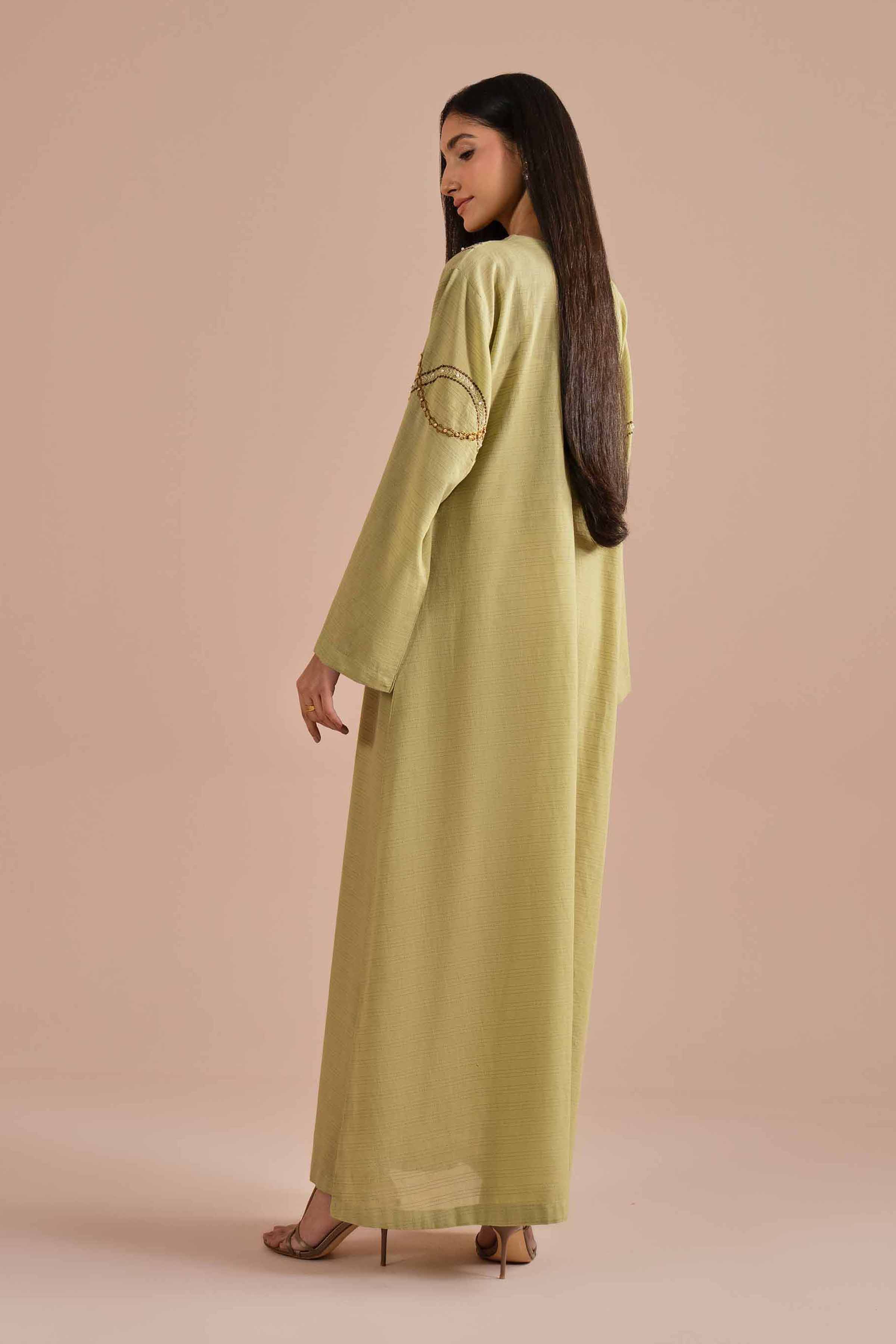 Embroidered Dress - FE26-42 Green Dobby 1PC Embroidered READY TO WEAR