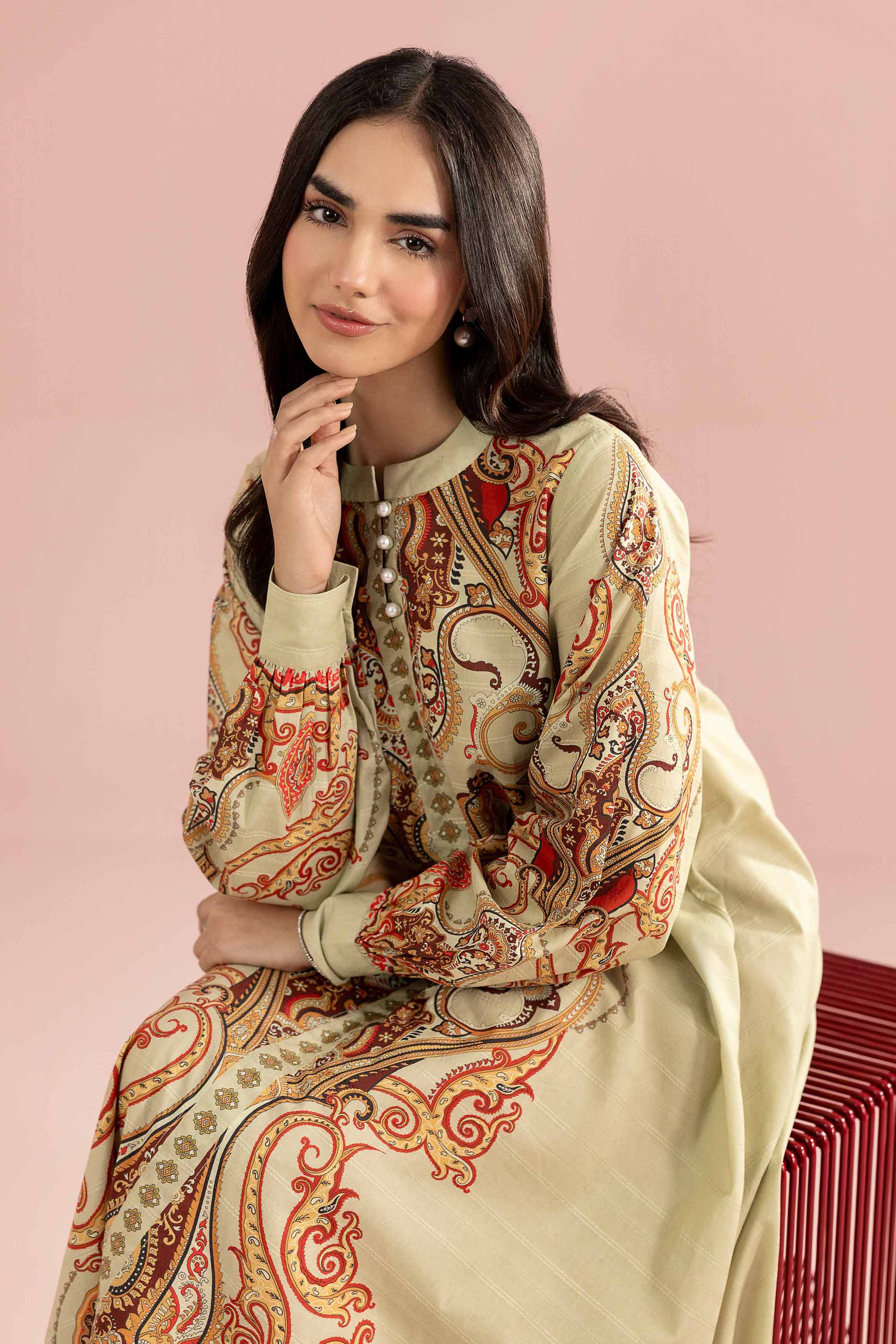 Printed Dress - FE26-45 Green Lawn 1PC Printed READY TO WEAR