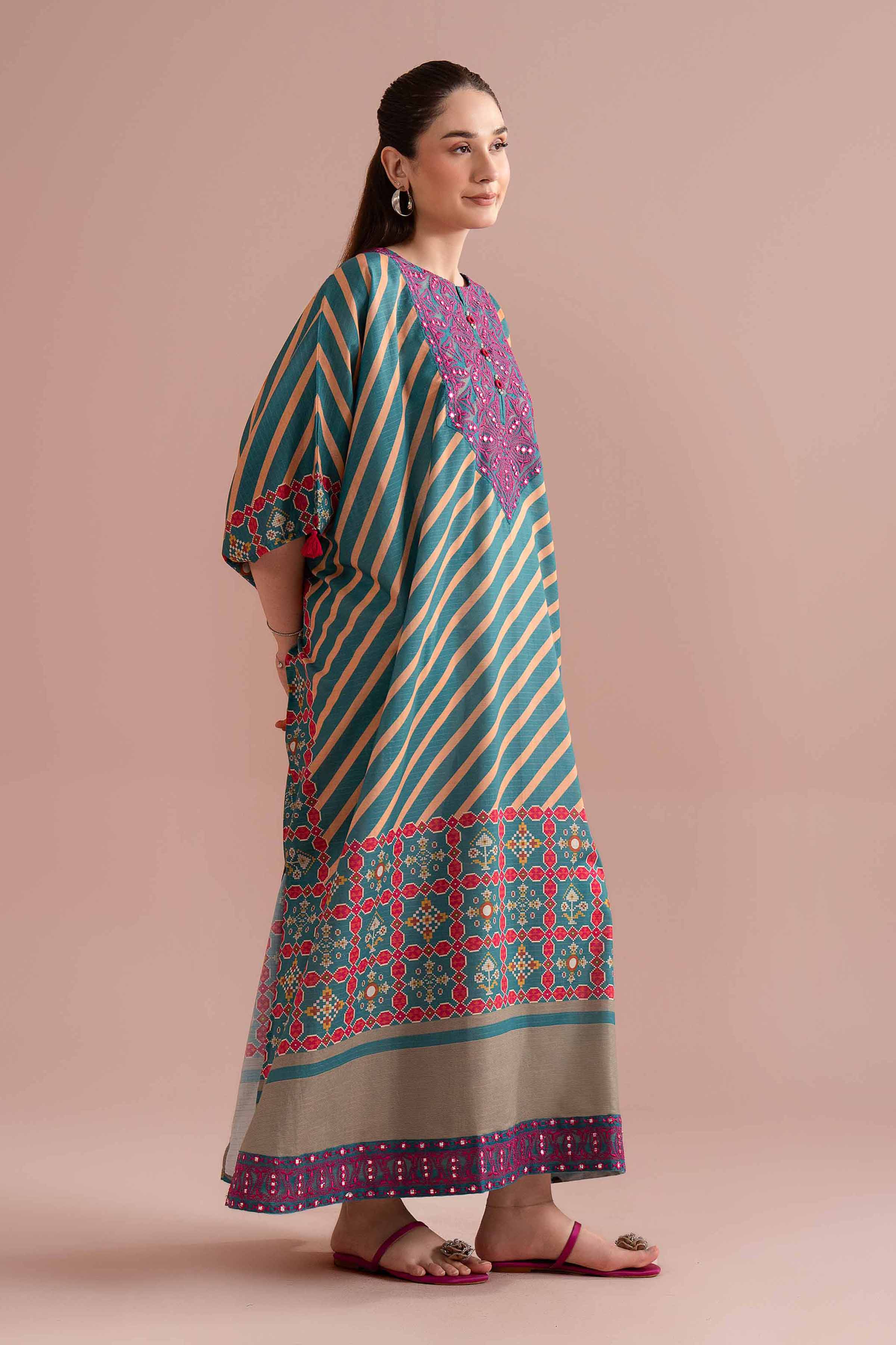 Printed Embroidered Kaftan - FE26-51