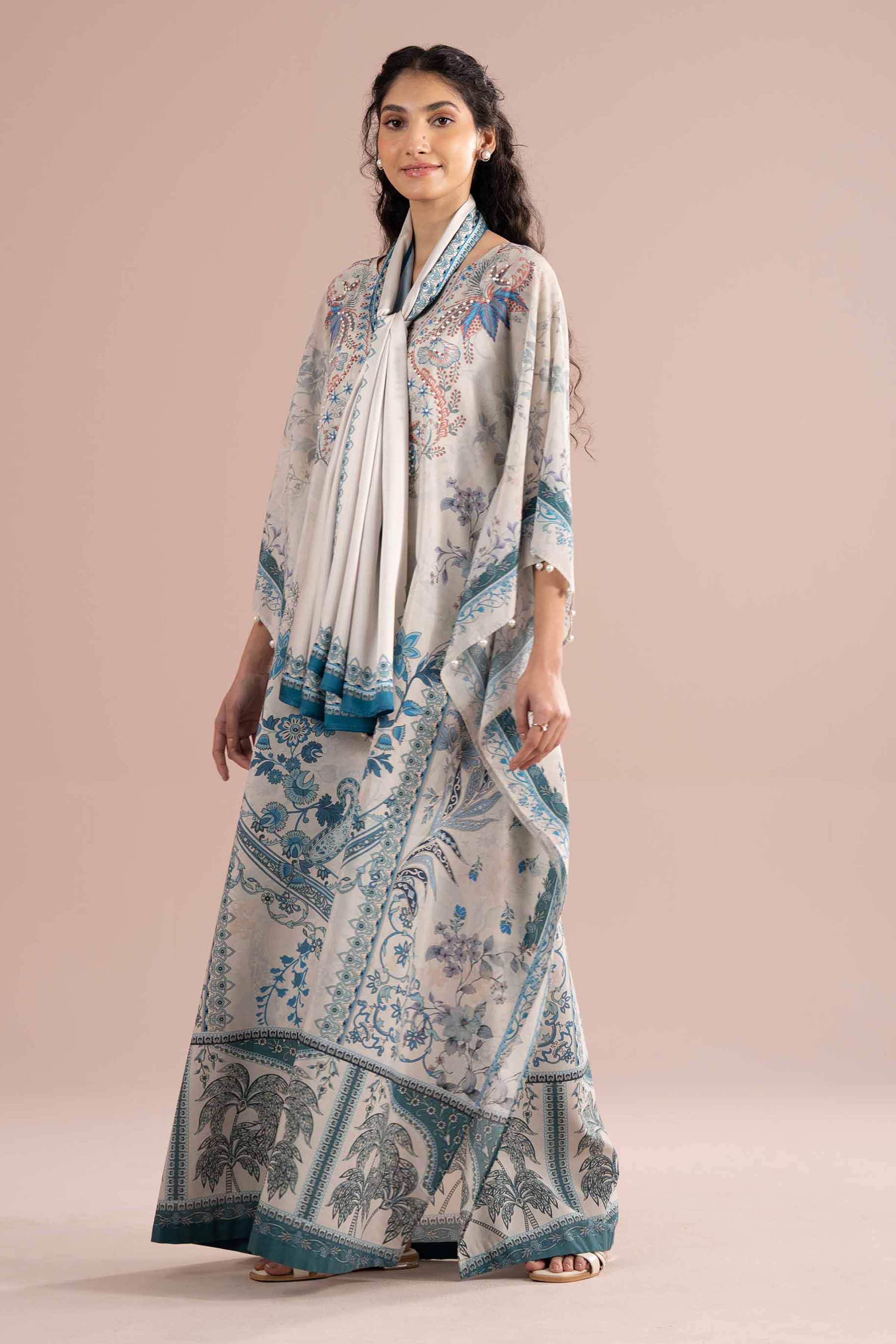 2 Piece - Printed Suit - FE26-70 Ivory Silk 2PC Printed