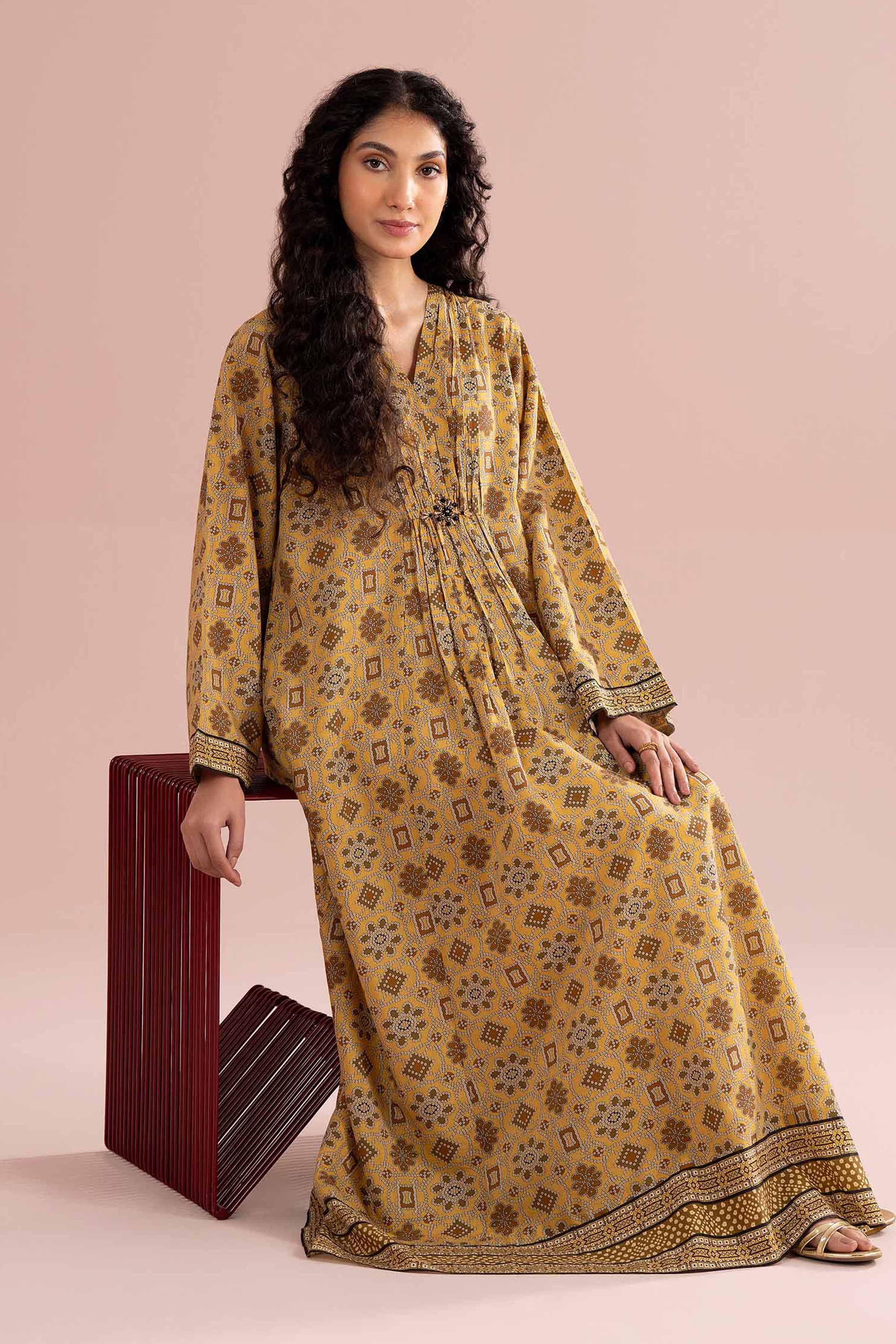Printed Dress - FE26-73 Multi Silk 1PC Printed READY TO WEAR