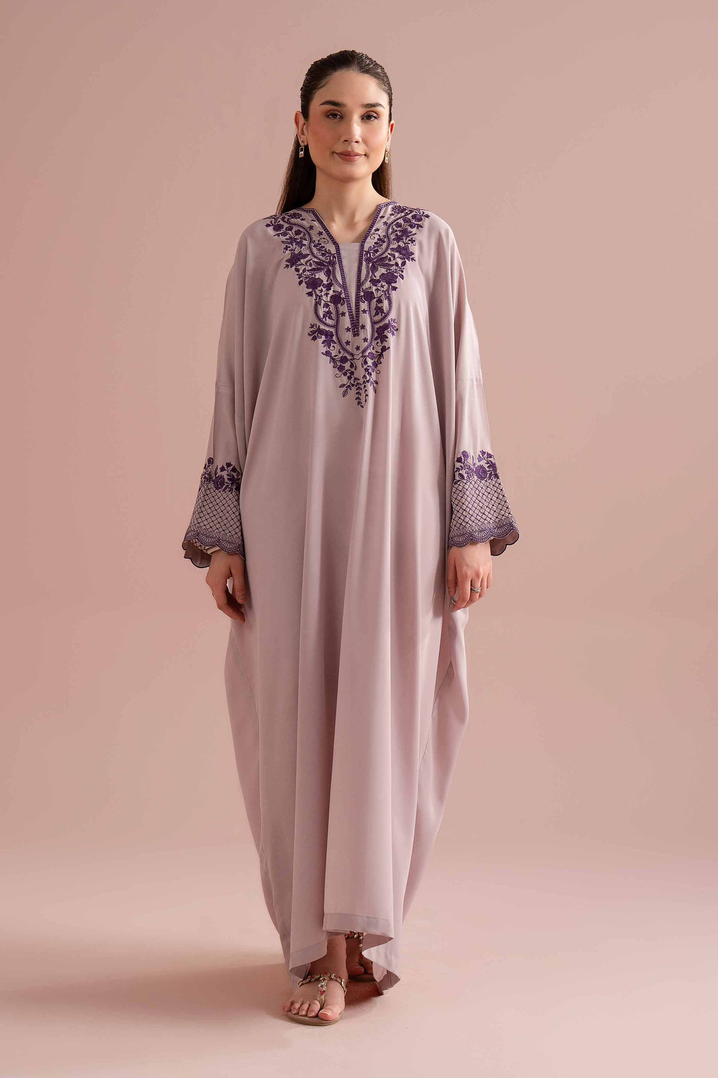 Embroidered Dress - FE26-90 Purple Georgette 1PC Embroidered