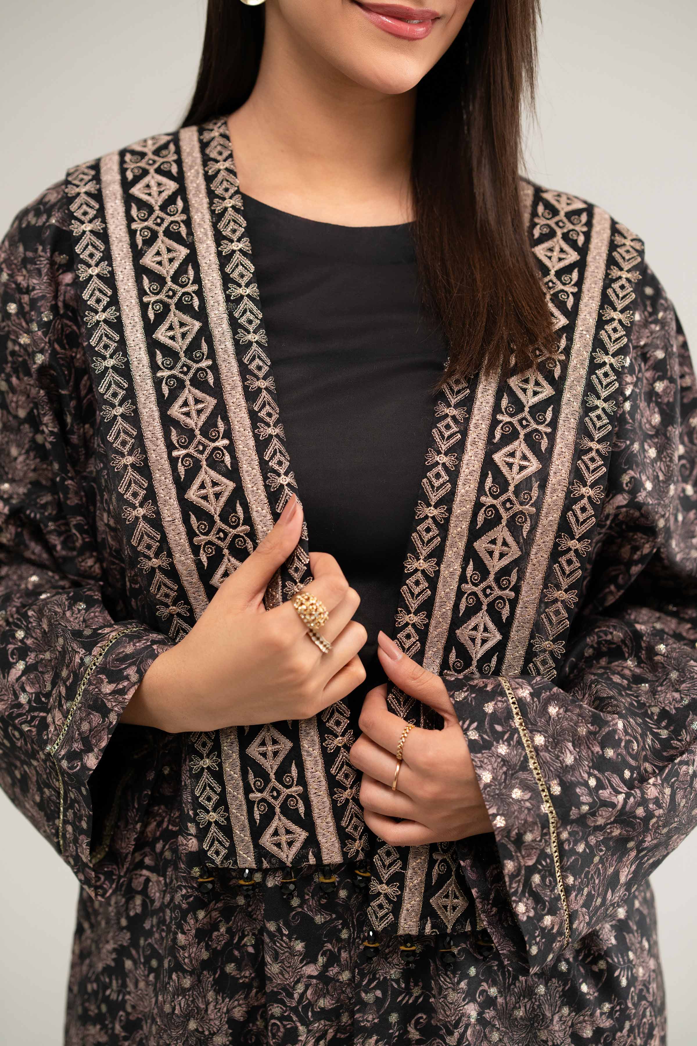 Printed Embroidered Gown - FS25-18