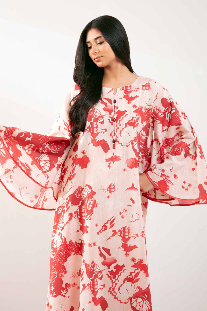 NISHATUAE - Red Printed Silk Ready to wear Shirt