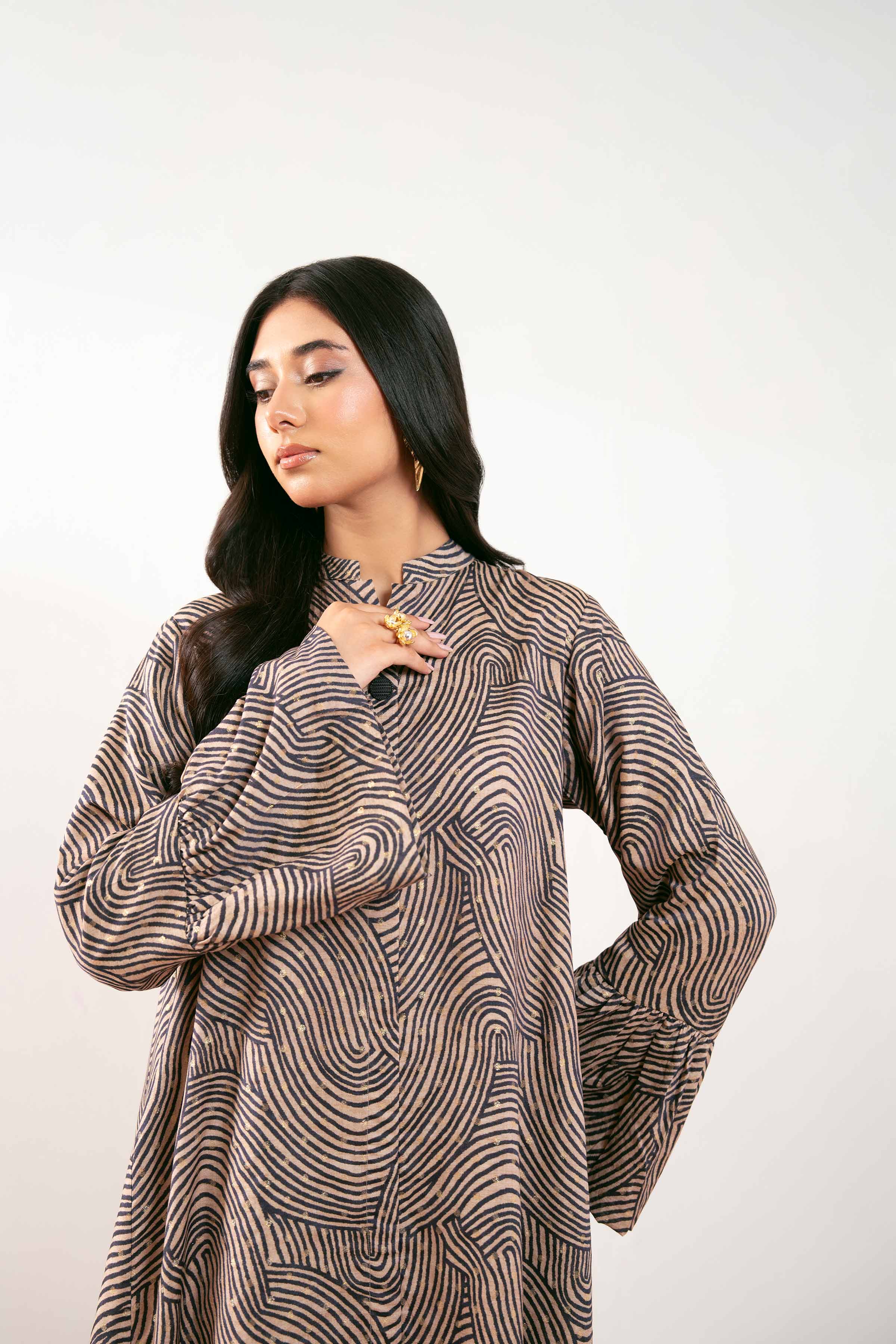 NISHATUAE - Brown Printed Monar Ready to wear Tunic
