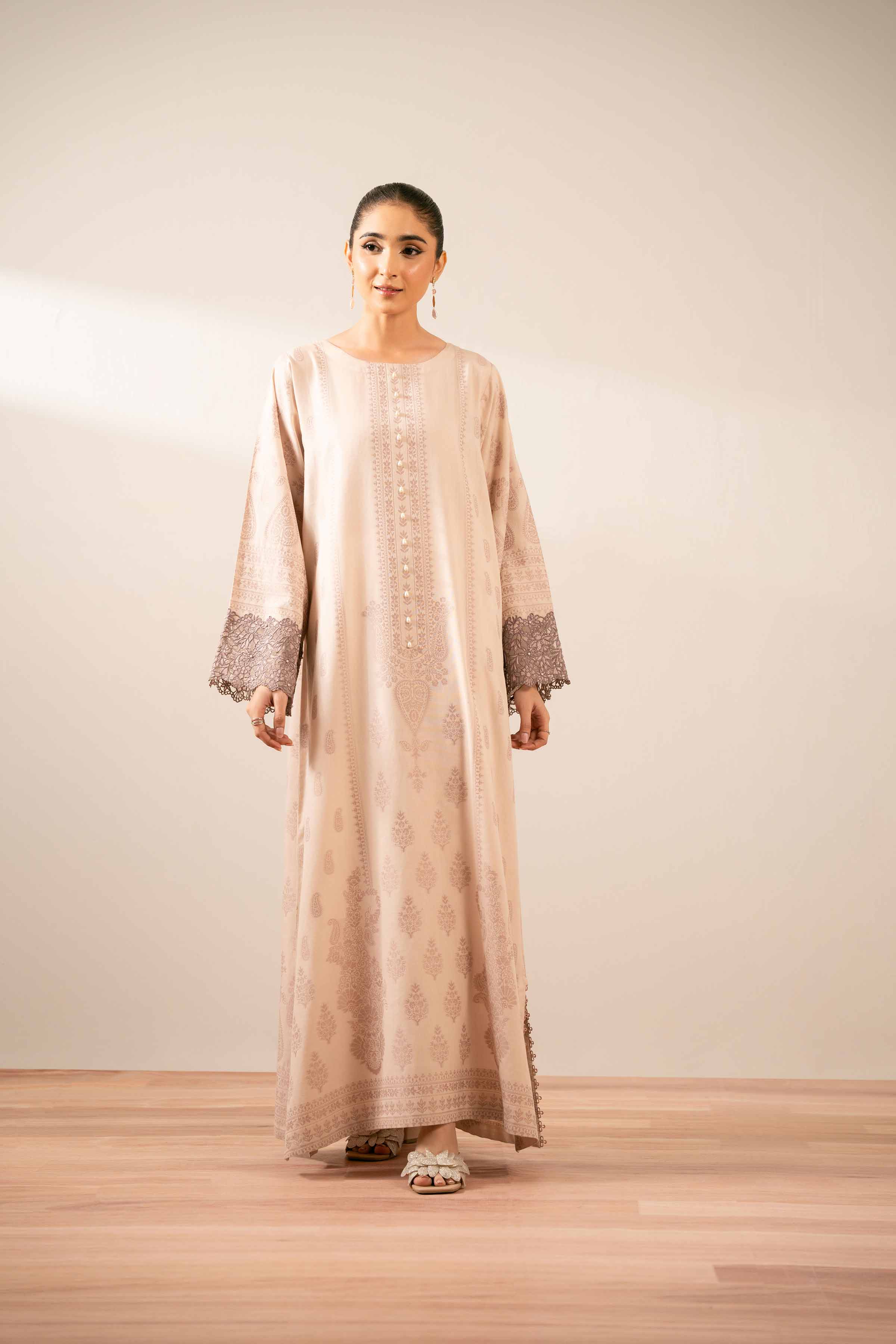 NISHATUAE - Purple Embroidered Jacquard Ready to wear Shirt