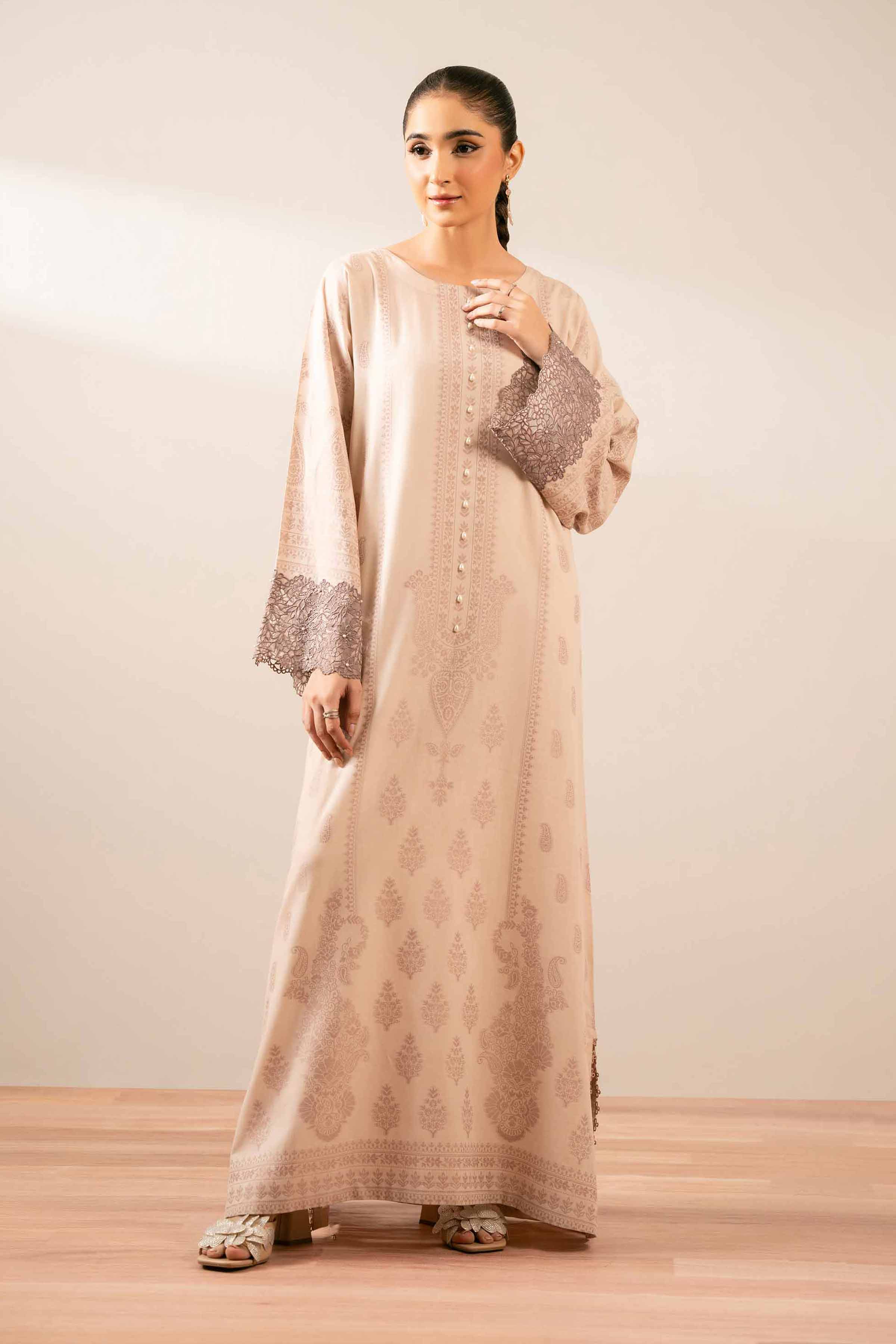NISHATUAE - Purple Embroidered Jacquard Ready to wear Shirt