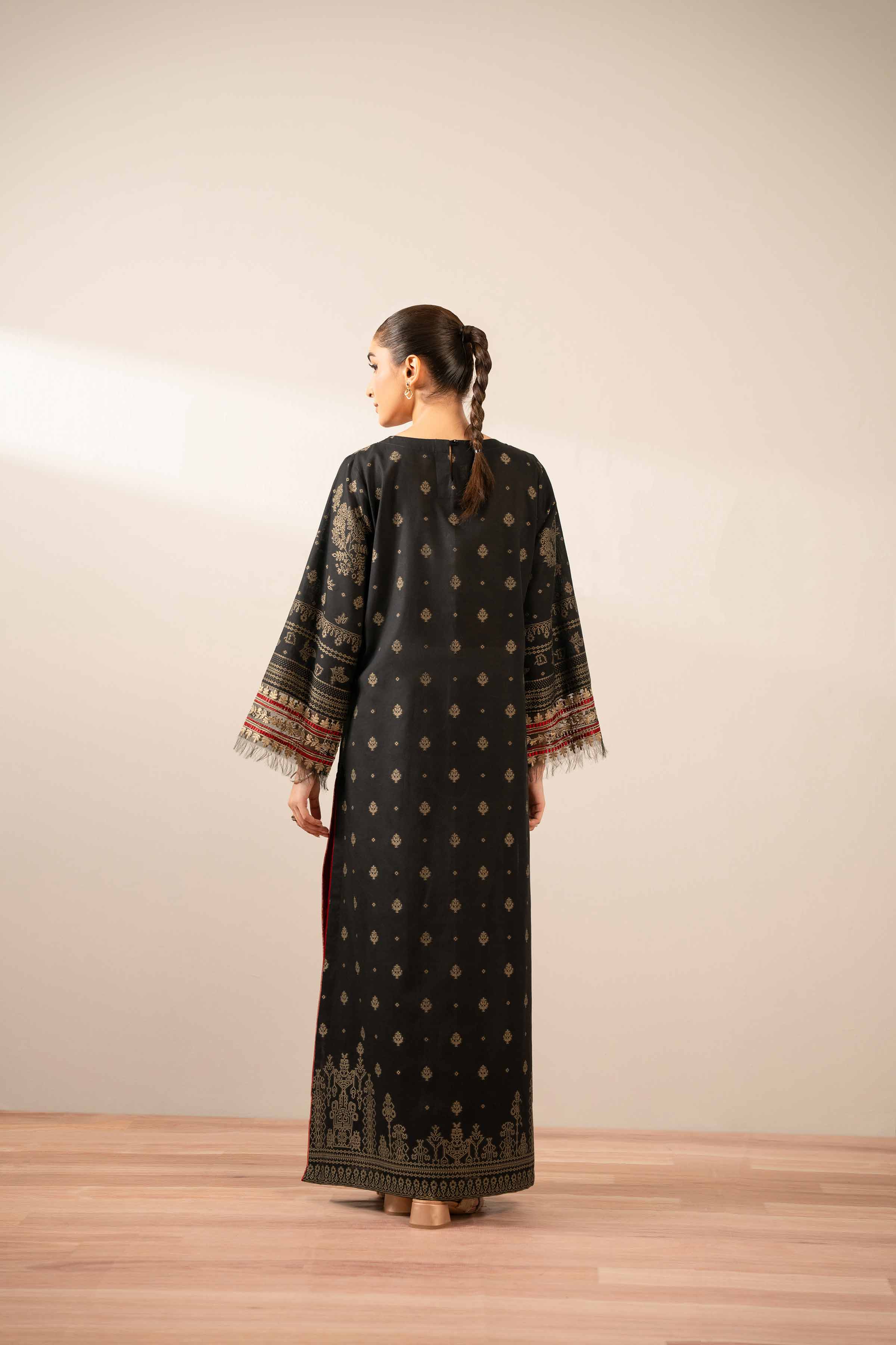 NISHATUAE - Black Embroidered Jacquard Ready to wear Shirt