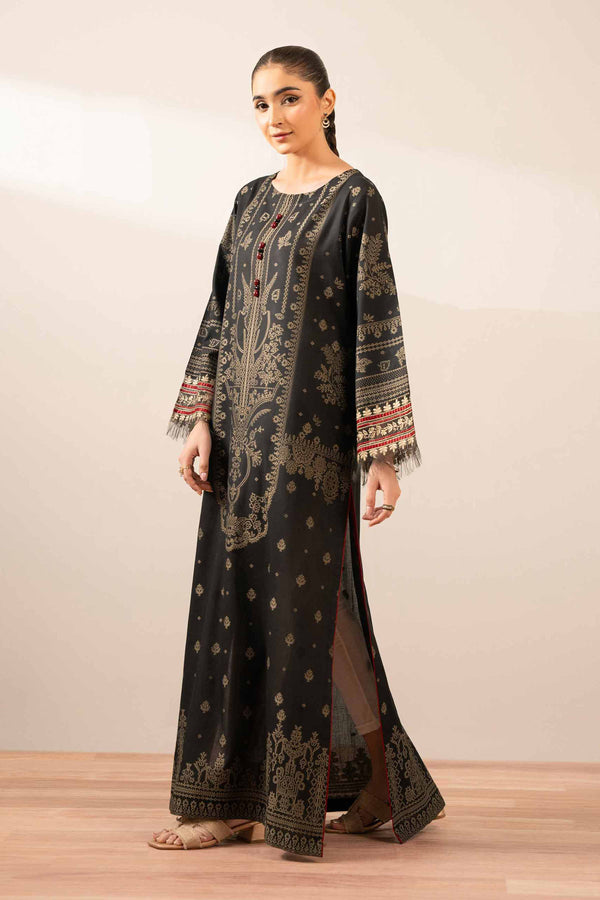 NISHATUAE - Black Embroidered Jacquard Ready to wear Shirt