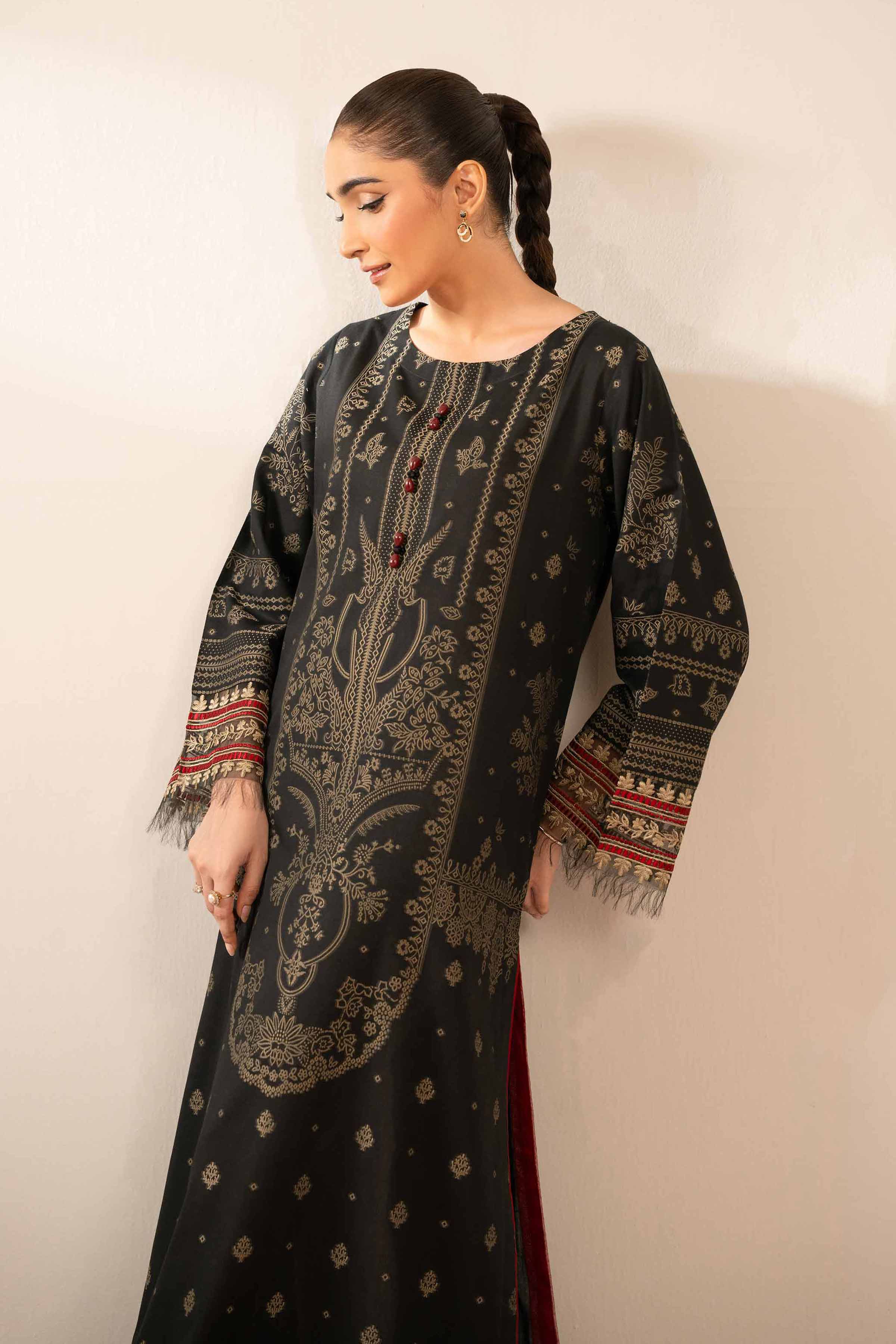 NISHATUAE - Black Embroidered Jacquard Ready to wear Shirt