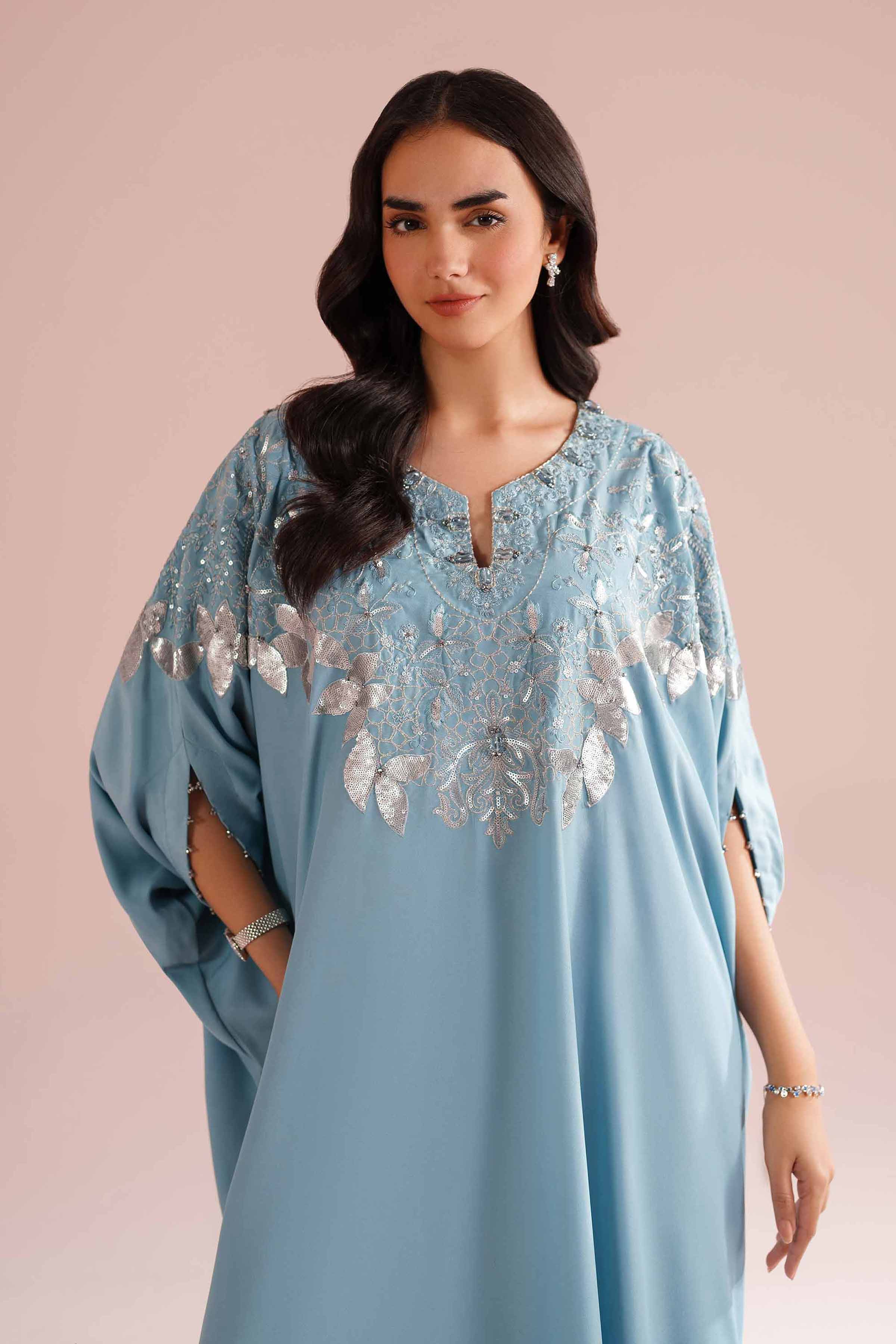 Embroidered Dress - FS26-02 Blue Grip 1PC Embroidered READY TO WEAR