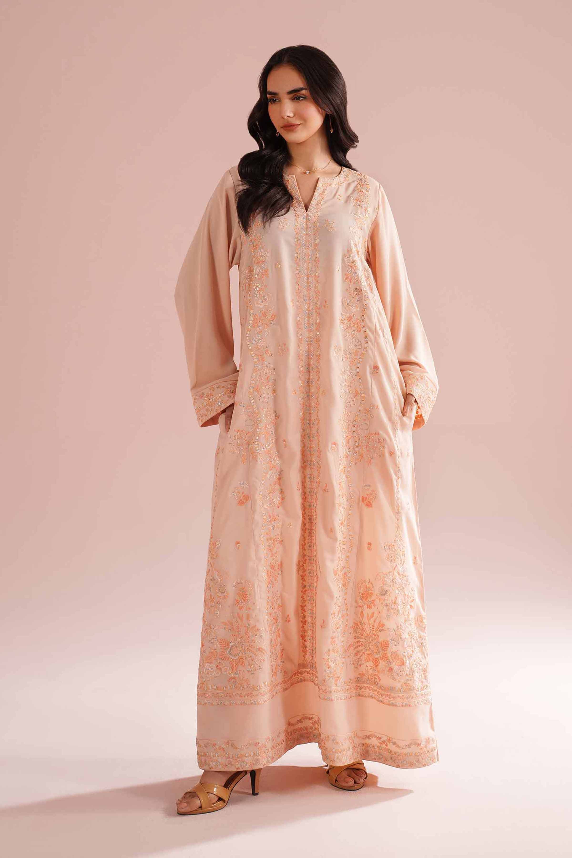 Embroidered Dress - FS26-04 Orange Grip  Embroidered Dress