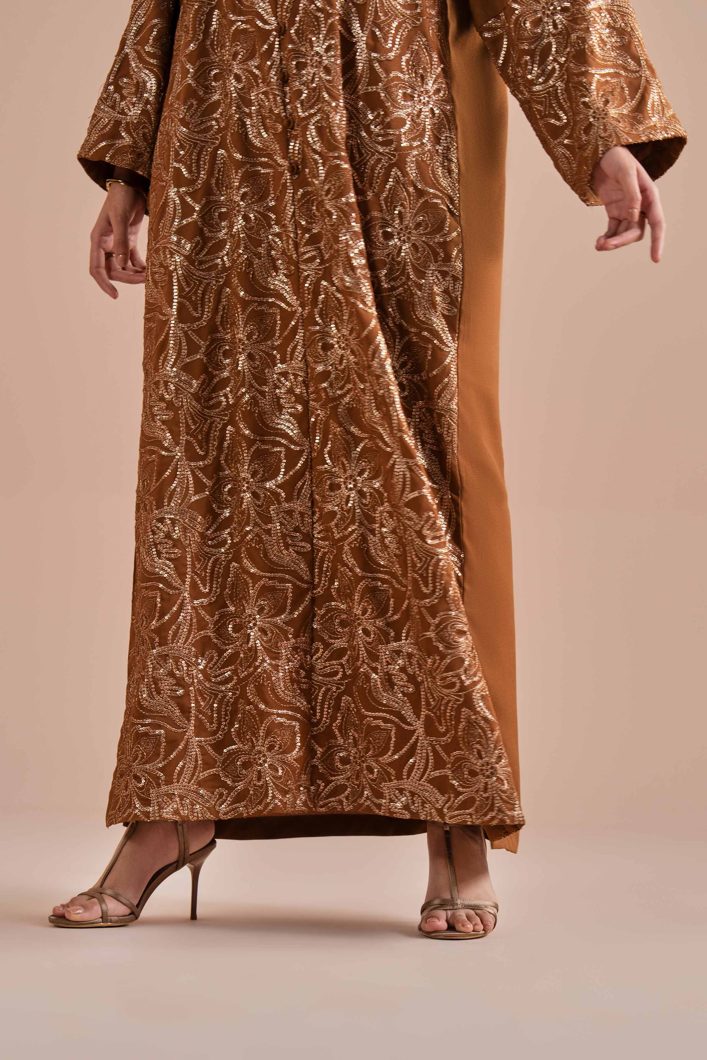 Embroidered Dress - FS26-05 Brown Georgette 1PC Embroidered READY TO WEAR