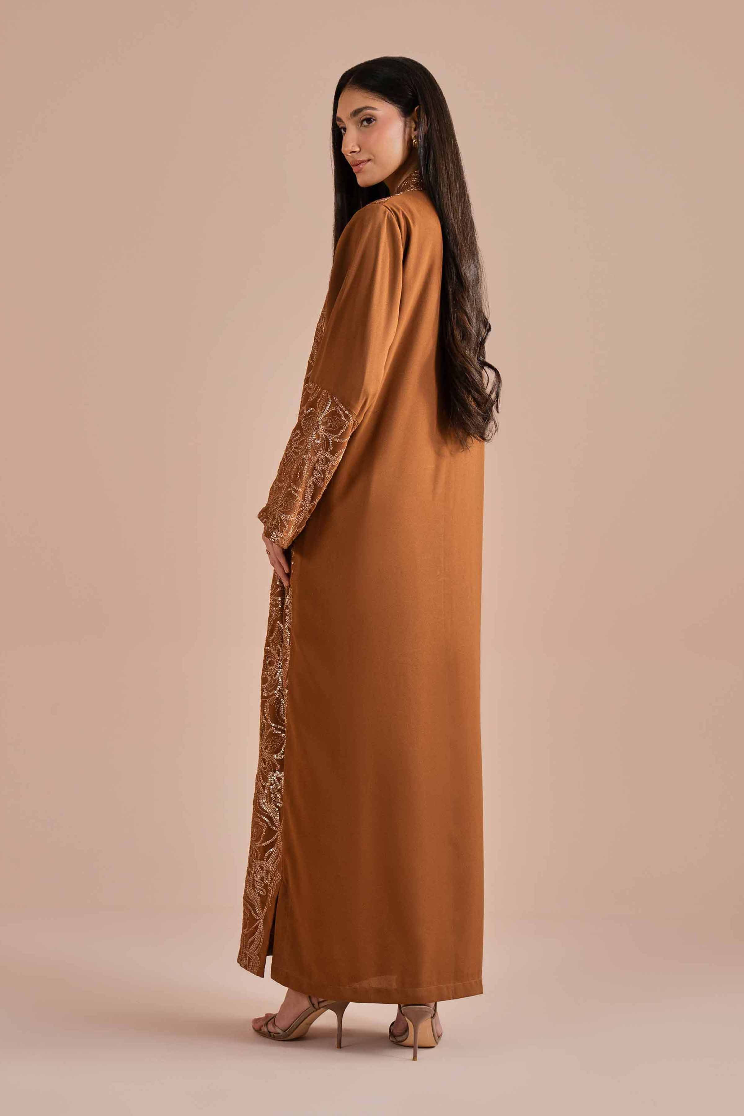 Embroidered Dress - FS26-05 Brown Georgette 1PC Embroidered READY TO WEAR