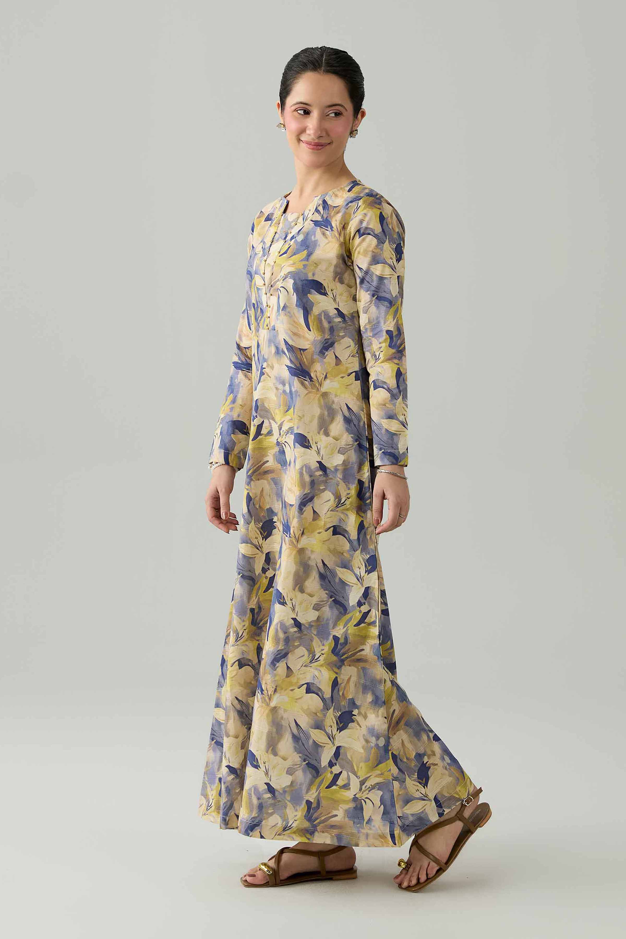 Printed Dress - FS26-23 Beige Lawn 1PC Printed