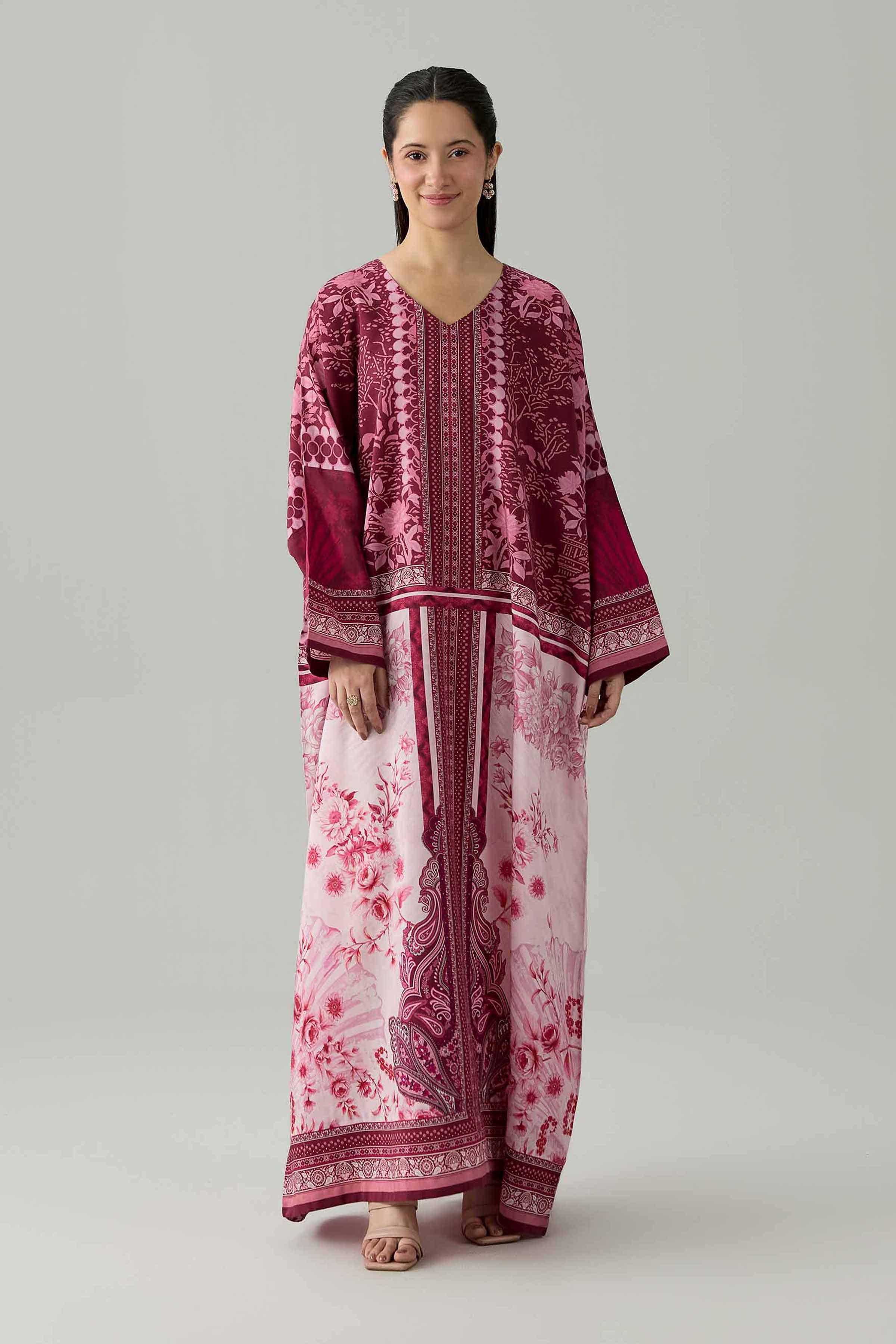 Printed Dress - FS26-27 Pink Silk 1PC Printed