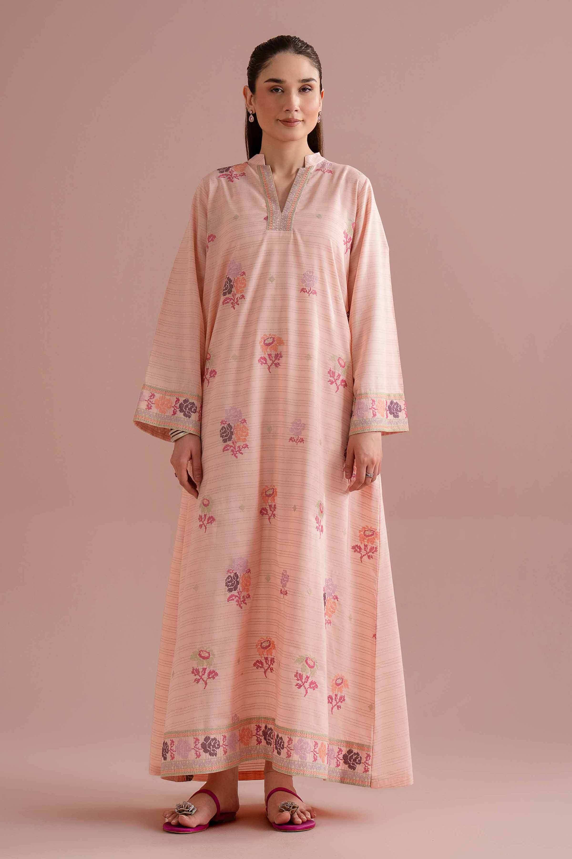 Embroidered Dress - FS26-32 Pink Dobby  Embroidered 
