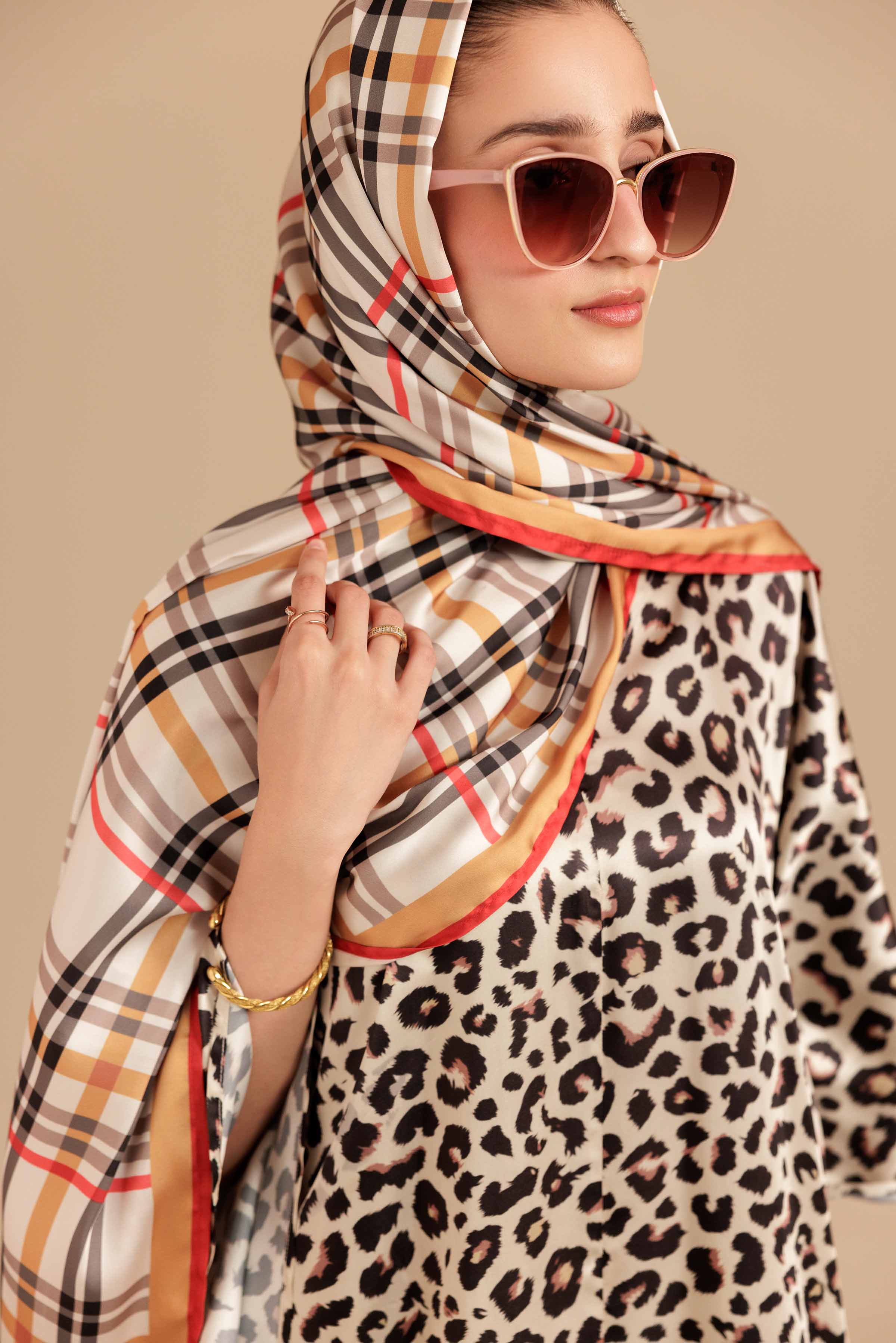 NISHATUAE - Beige Printed Silk 2-piece Ready to wear Dress