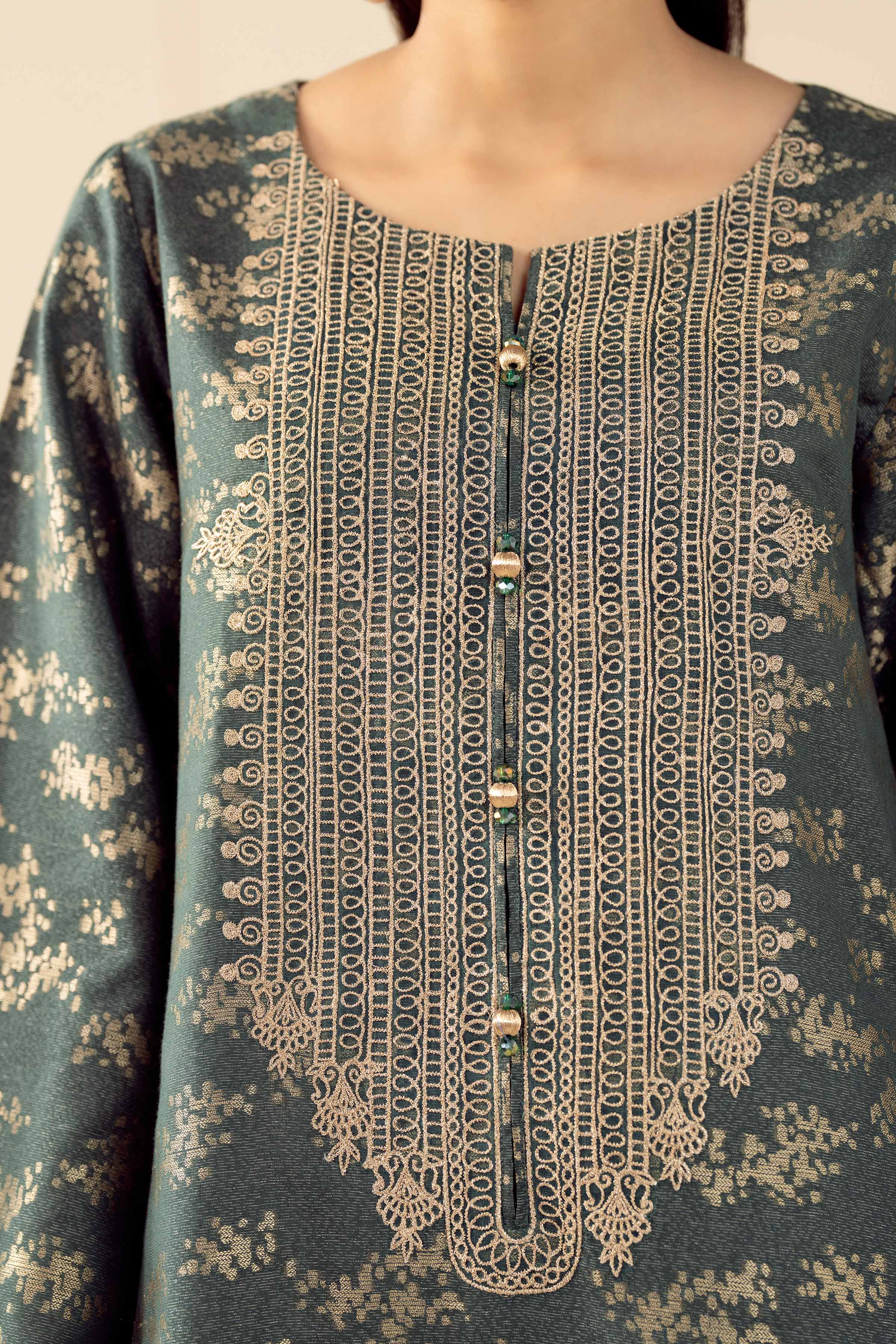 NishatUAE -  Green Embroidered Jacquard Ready to wear Shirt