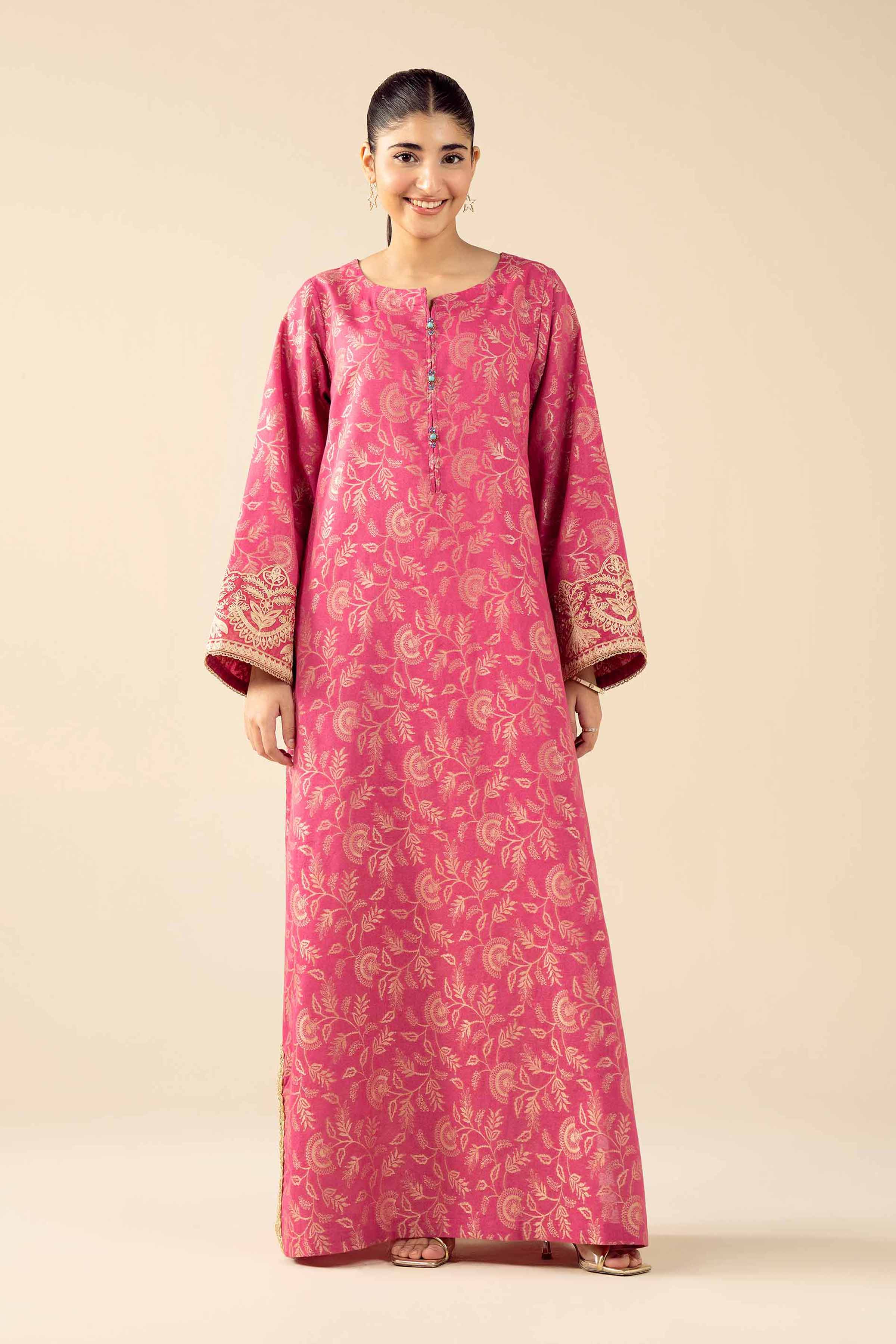NishatUAE -  Pink Embroidered Jacquard Ready to wear Shirt