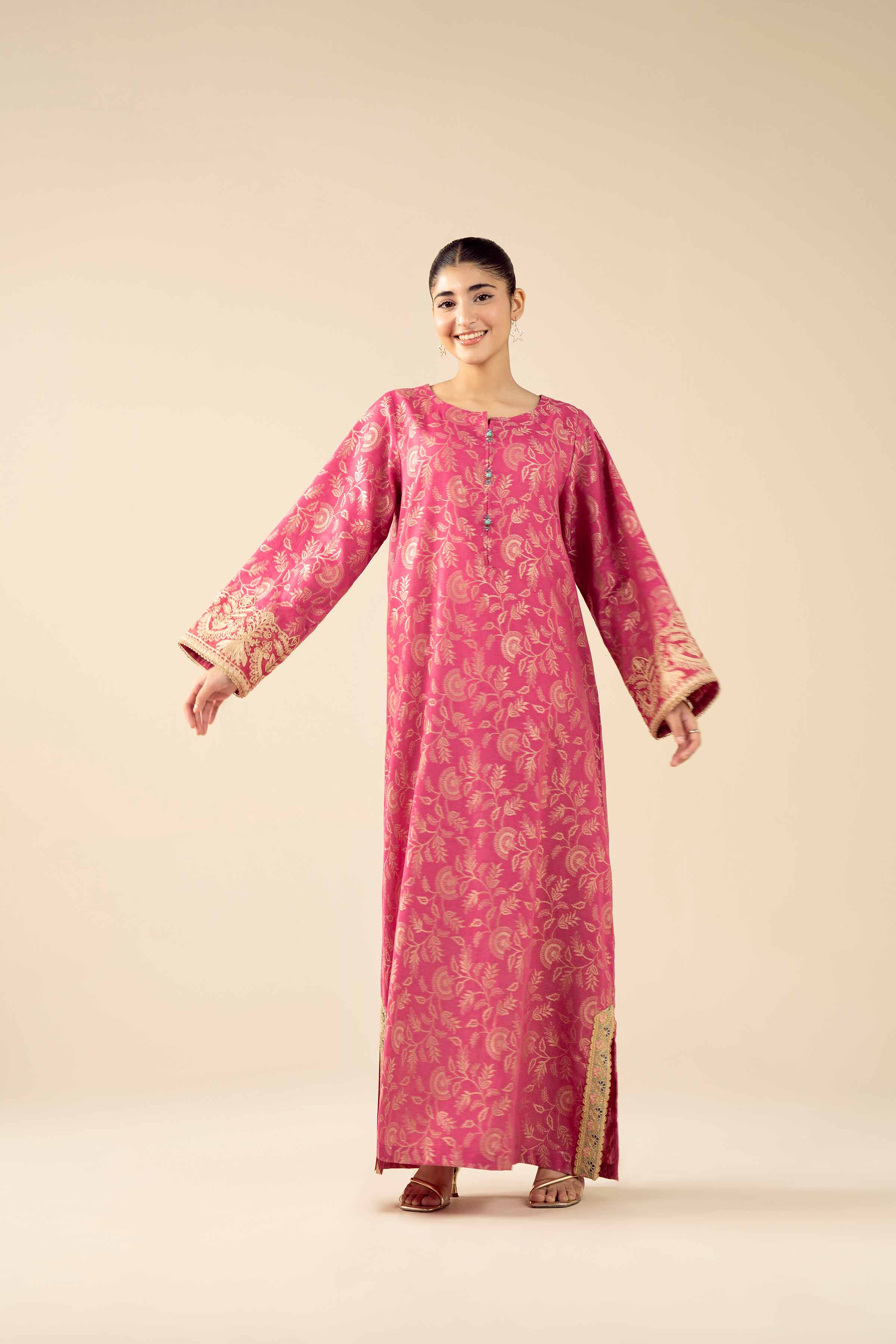 NishatUAE -  Pink Embroidered Jacquard Ready to wear Shirt