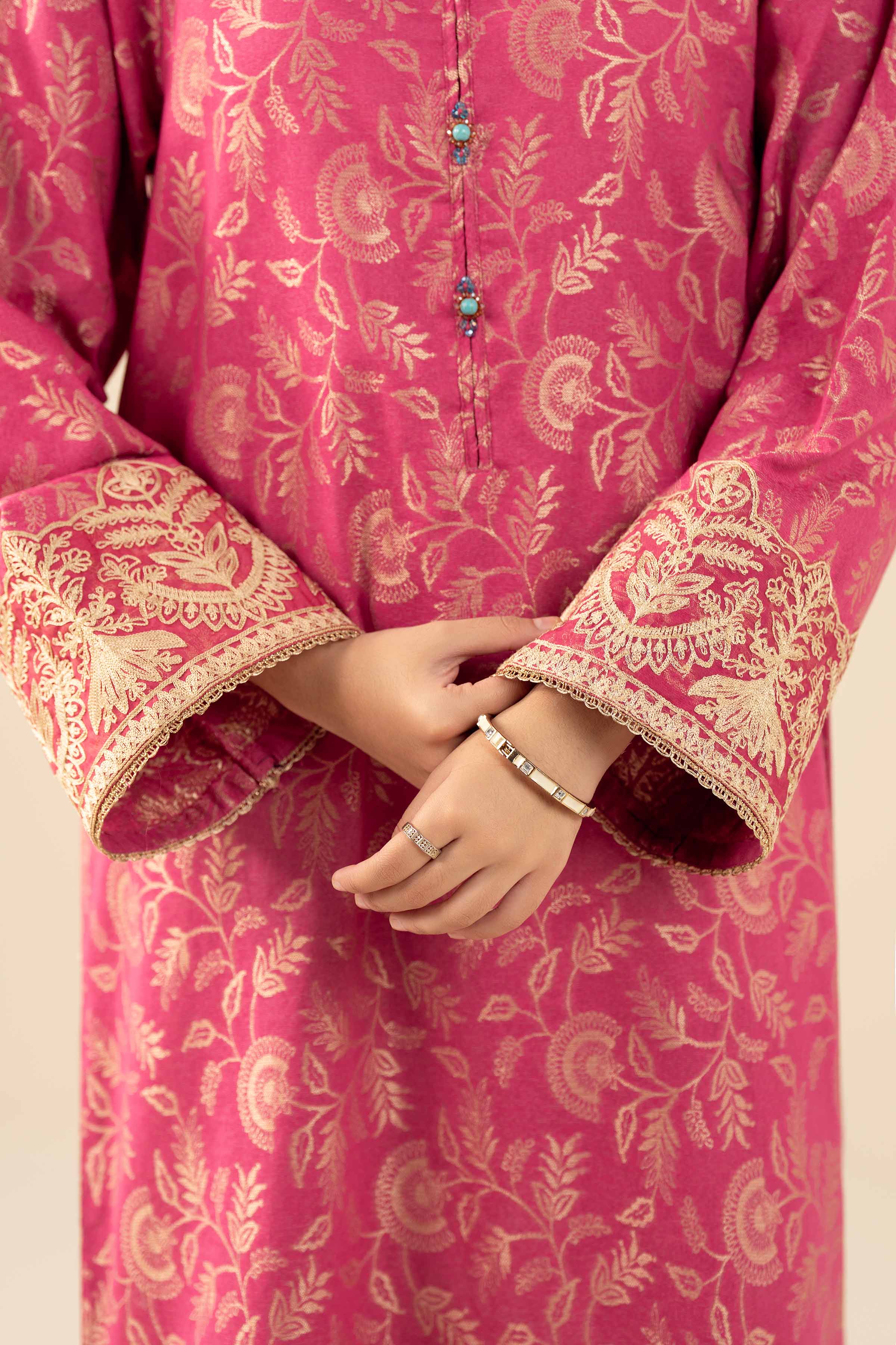 NishatUAE -  Pink Embroidered Jacquard Ready to wear Shirt