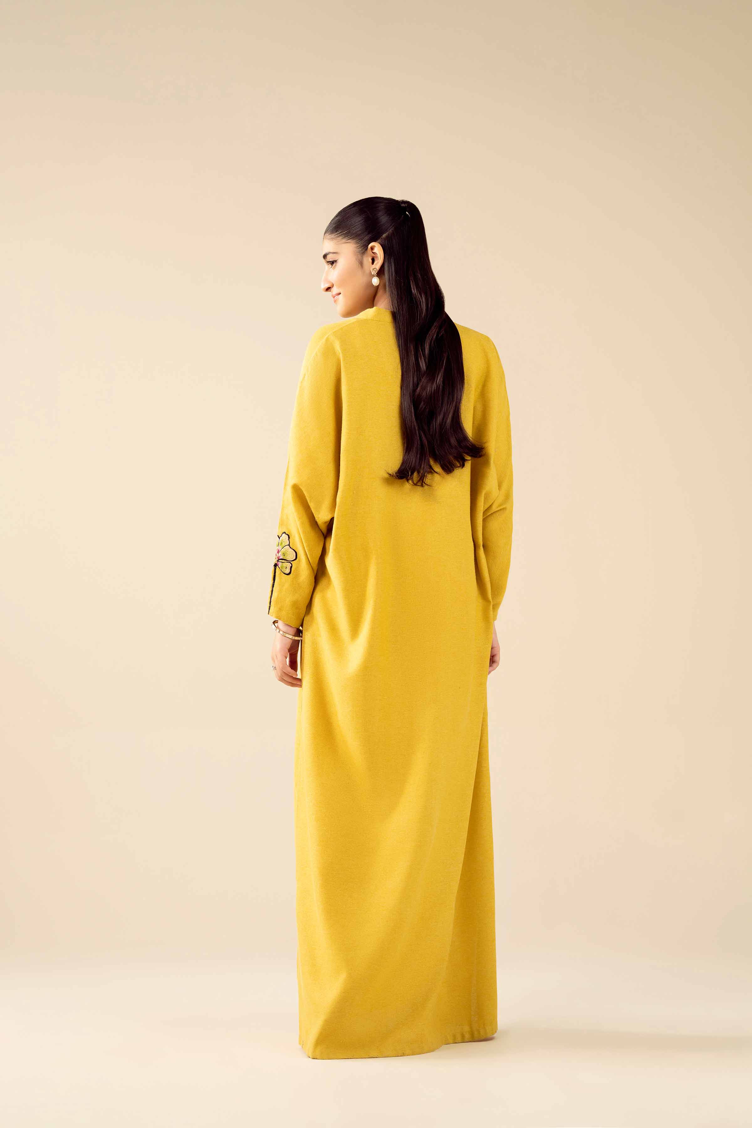 NishatUAE -  Yellow Embroidered khaddi Ready to wear Dress