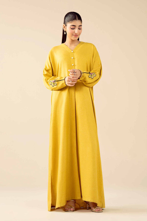 NishatUAE -  Yellow Embroidered khaddi Ready to wear Dress
