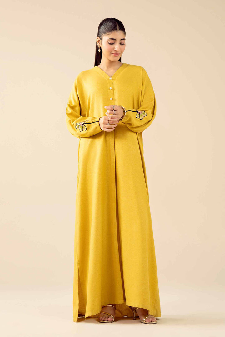 NishatUAE -  Yellow Embroidered khaddi Ready to wear Dress