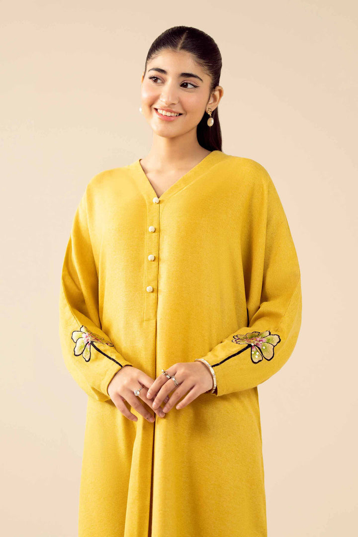 NishatUAE -  Yellow Embroidered khaddi Ready to wear Dress