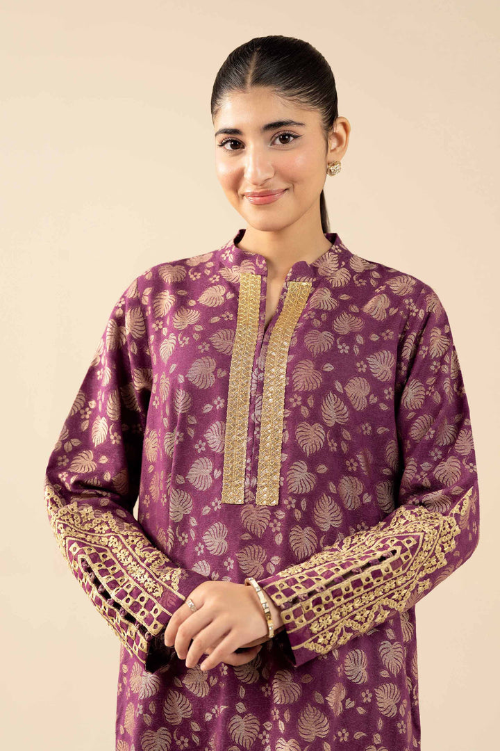 NishatUAE -  Purple Embroidered Jacquard Ready to wear Shirt
