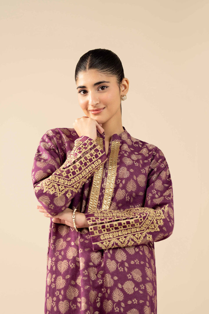 NishatUAE -  Purple Embroidered Jacquard Ready to wear Shirt