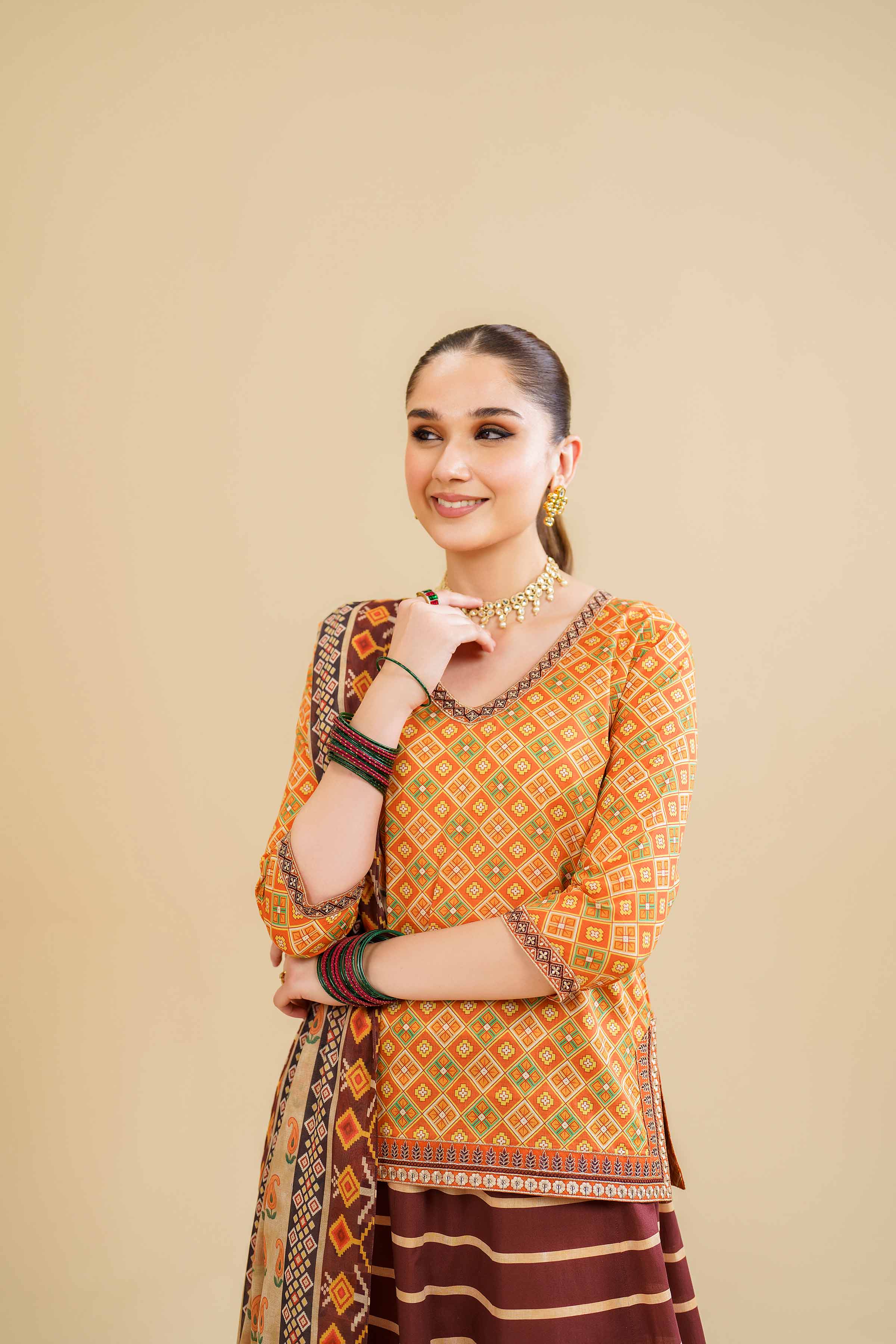 3 Piece - Printed Embroidered Suit - KFE24-109