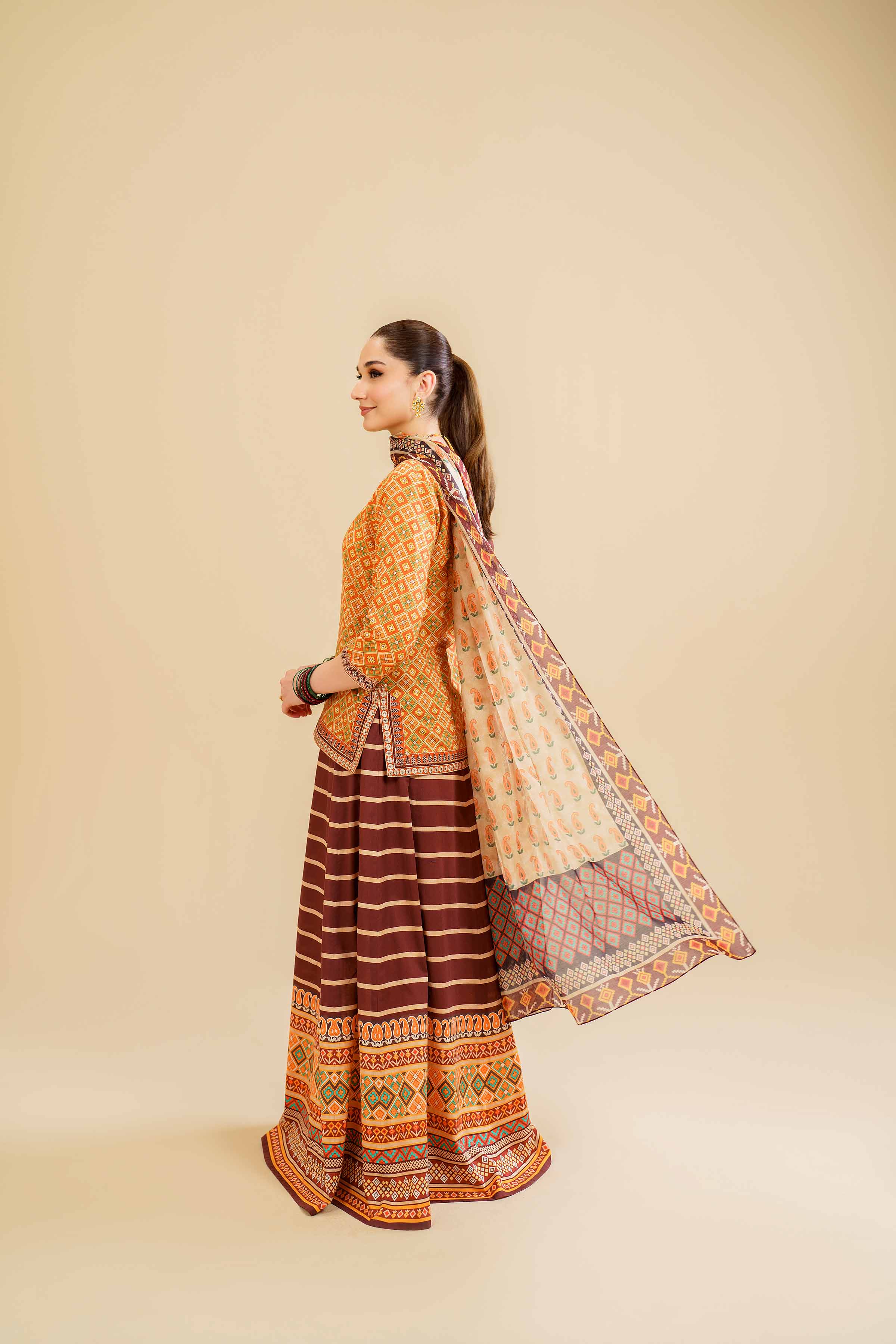 3 Piece - Printed Embroidered Suit - KFE24-109