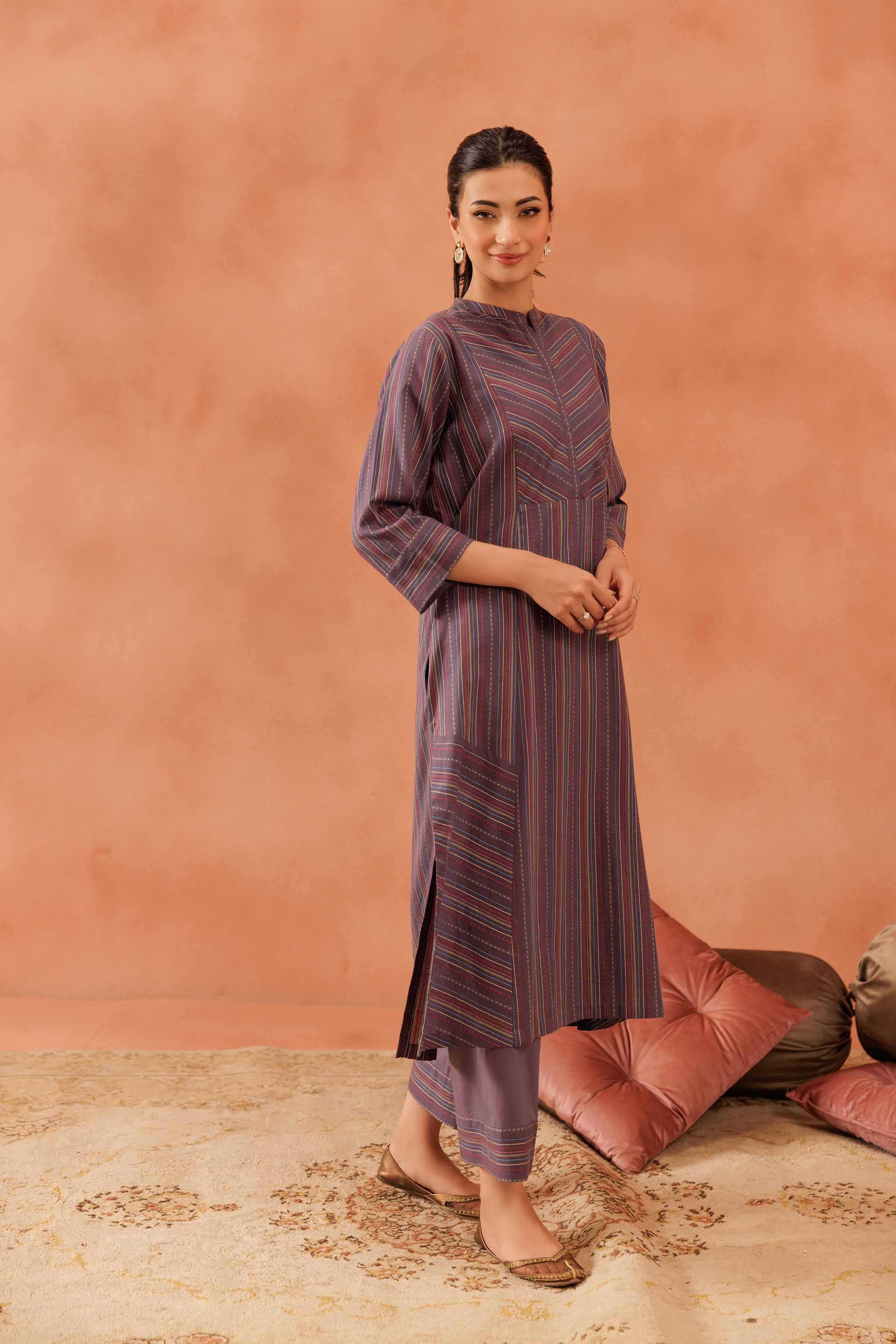 NishatUAE - Purple Solid 2-piece Ready To Wear Dress