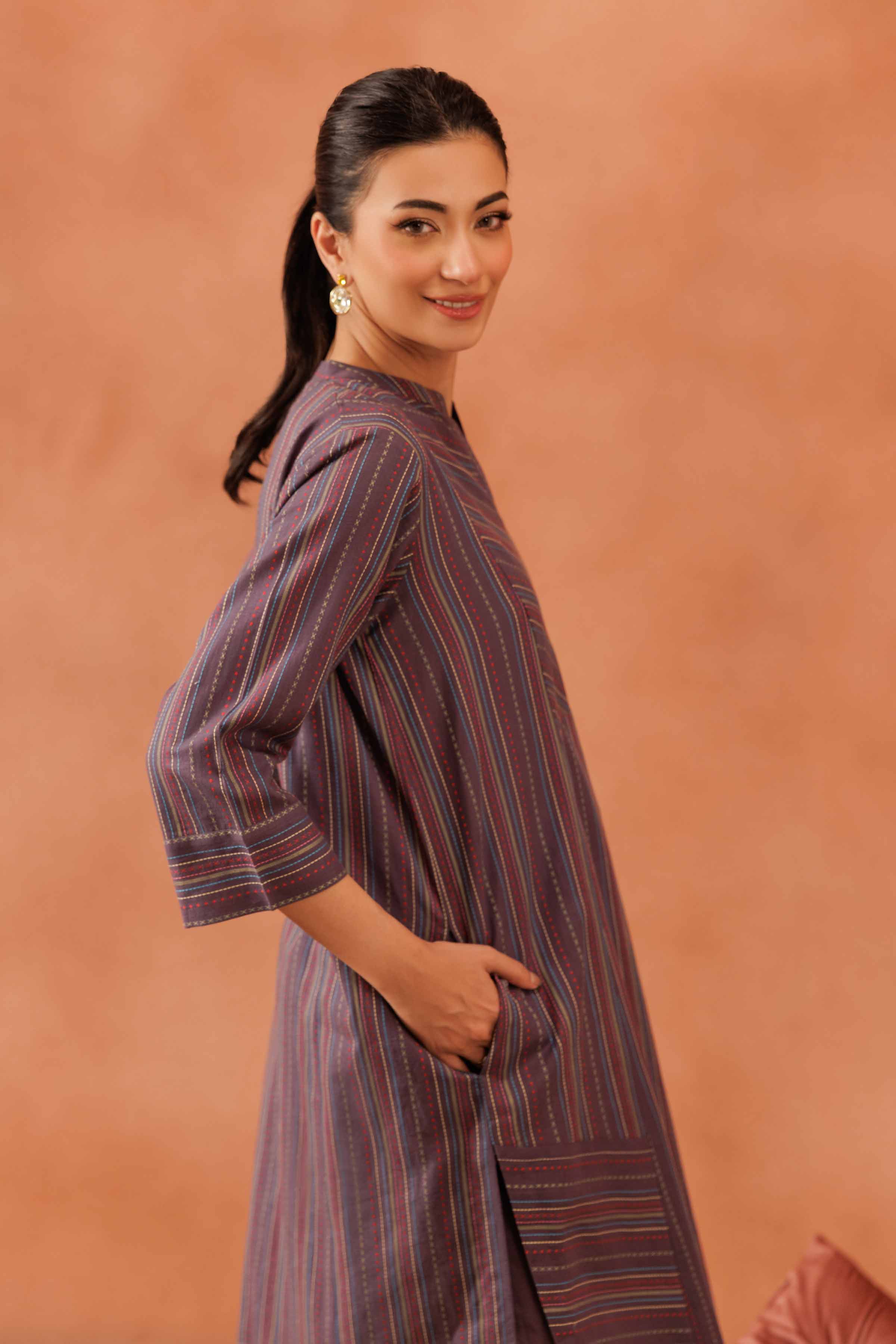 NishatUAE - Purple Solid 2-piece Ready To Wear Dress