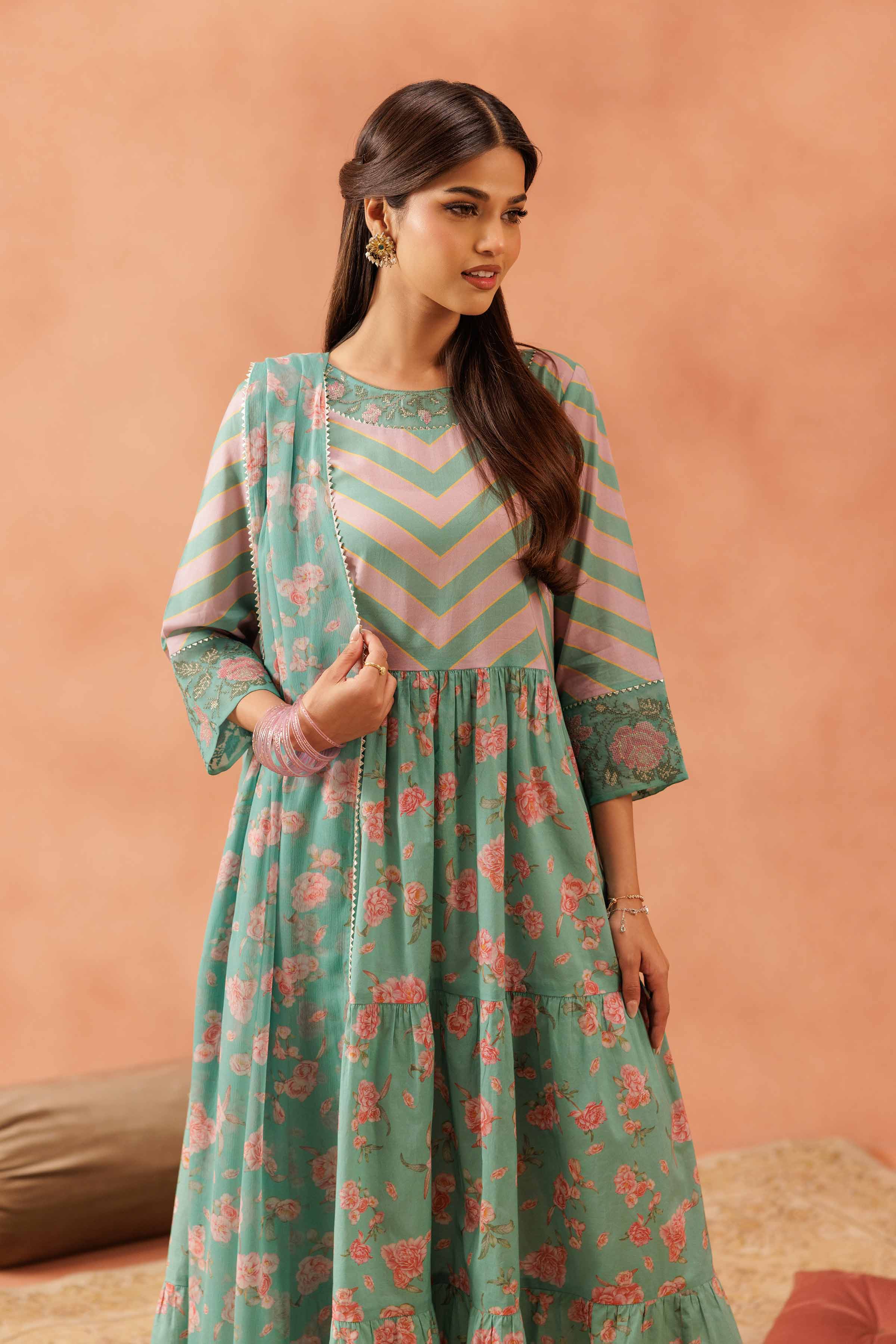 2 Piece - Printed Embroidered Suit - KFE25-147