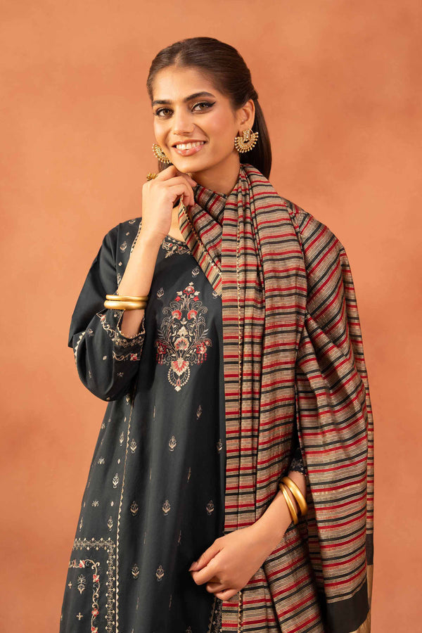 NishatUAE - Black Embroidered 3-piece Ready To Wear Suit