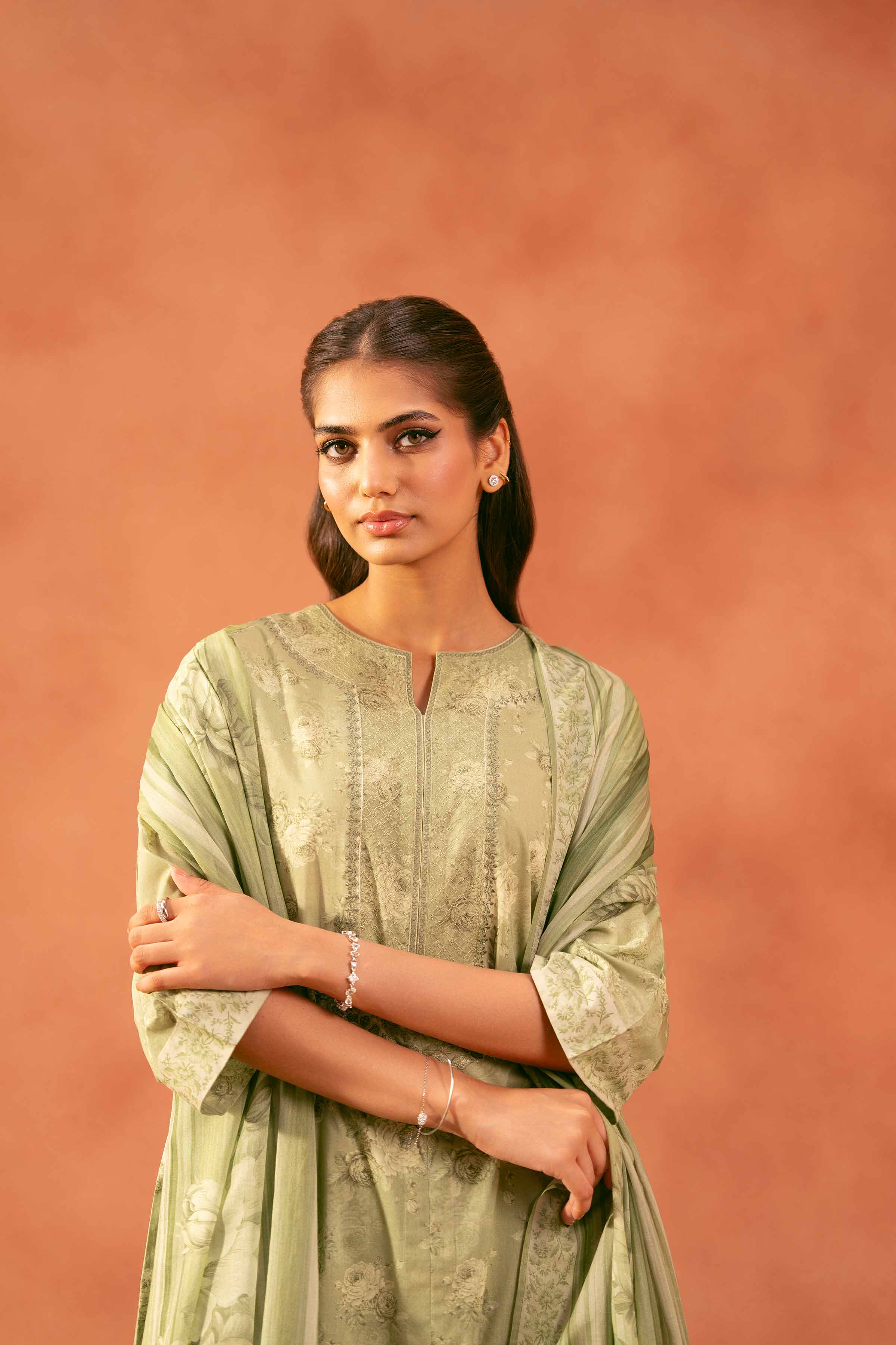 3 Piece - Printed Embroidered Suit - KFE25-149