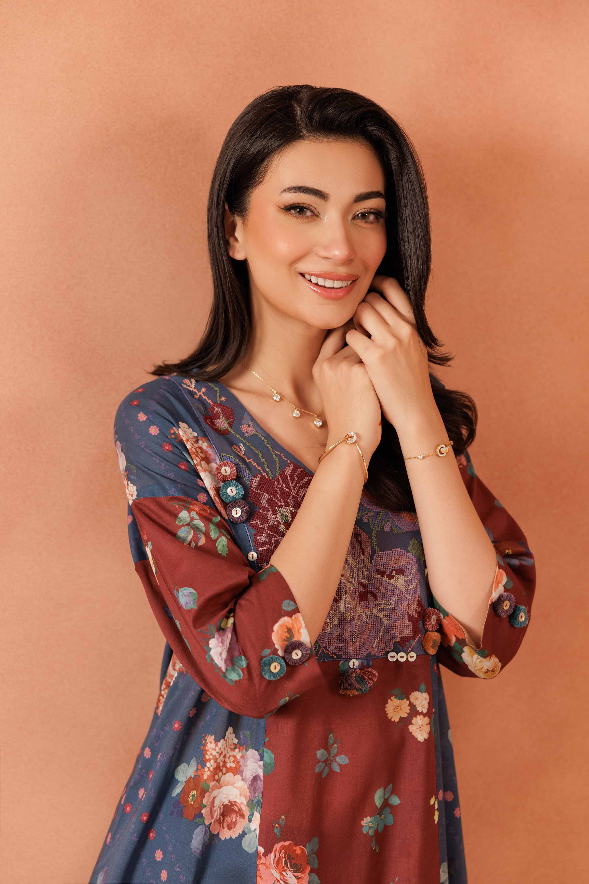 2 Piece - Printed Embroidered Suit - KFE25-152