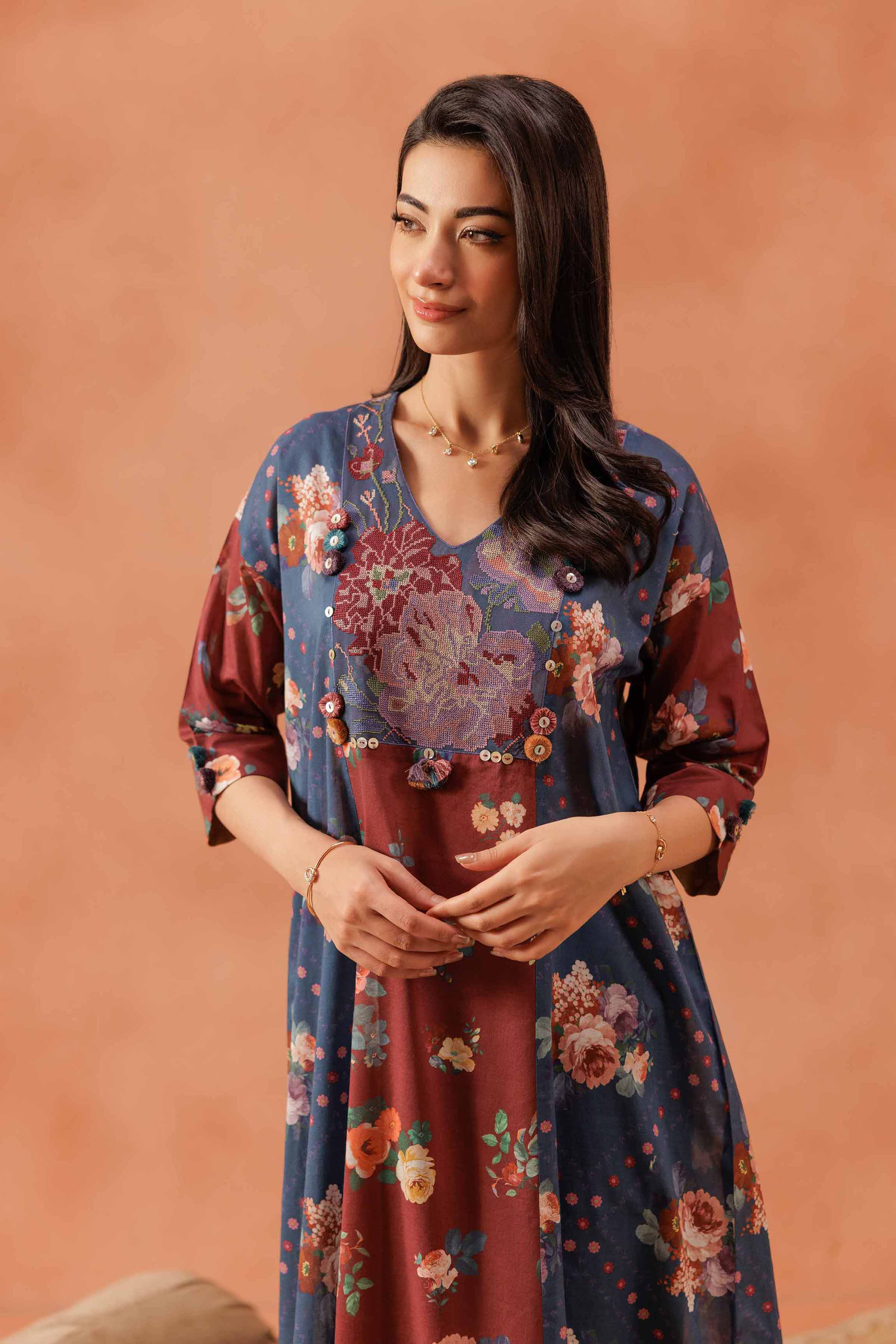 2 Piece - Printed Embroidered Suit - KFE25-152