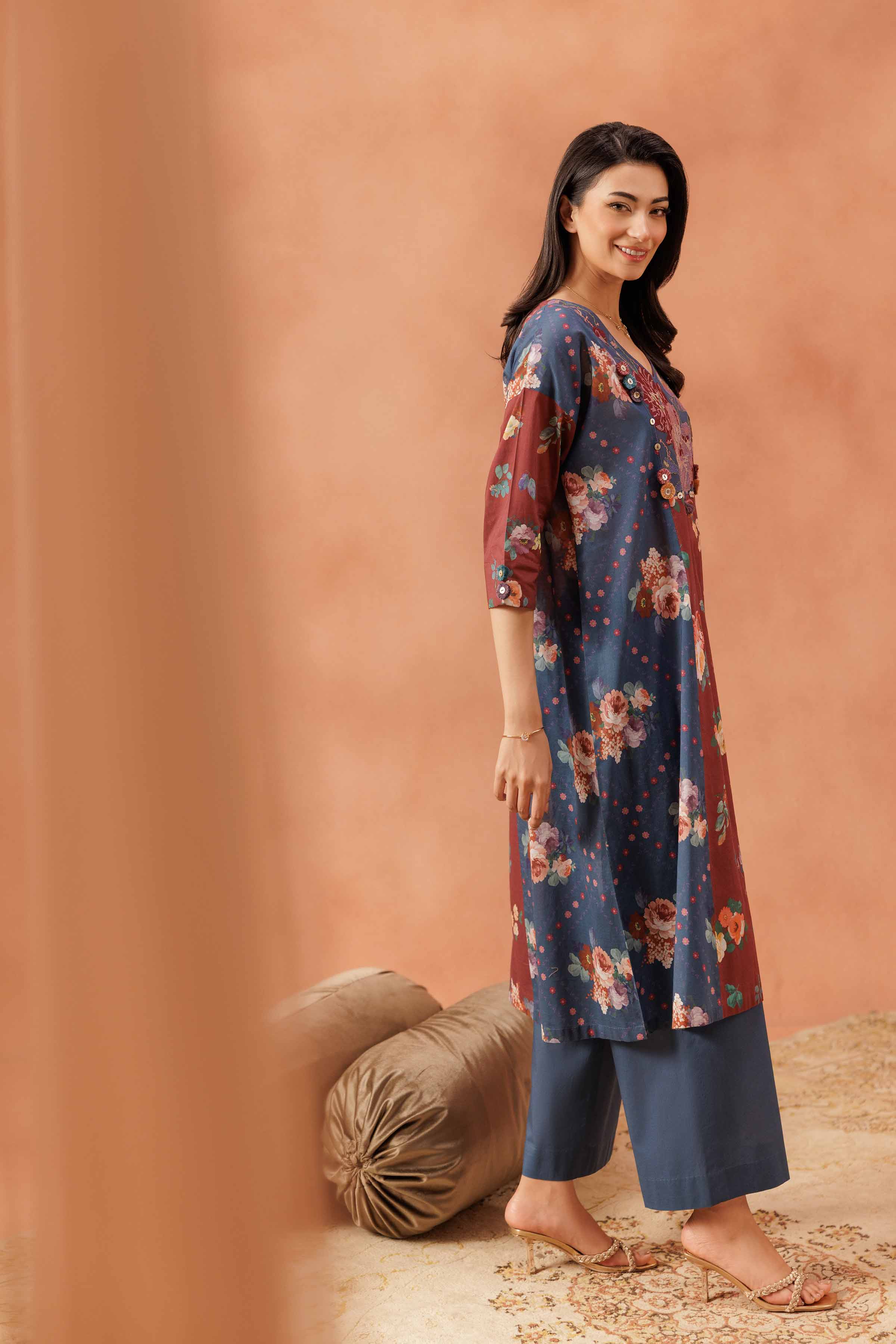 2 Piece - Printed Embroidered Suit - KFE25-152