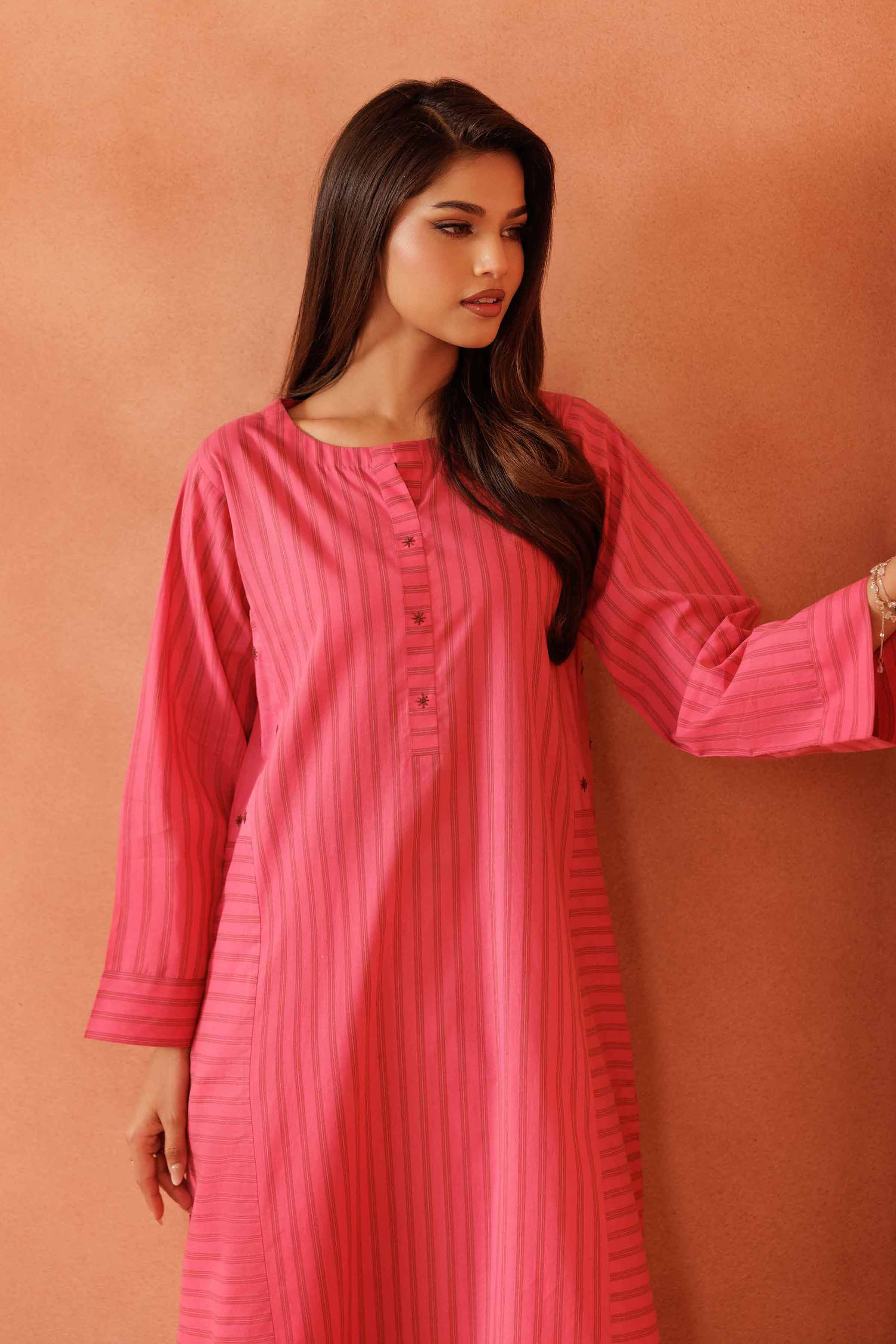 NishatUAE - Pink Solid 2-piece Ready To Wear Dress